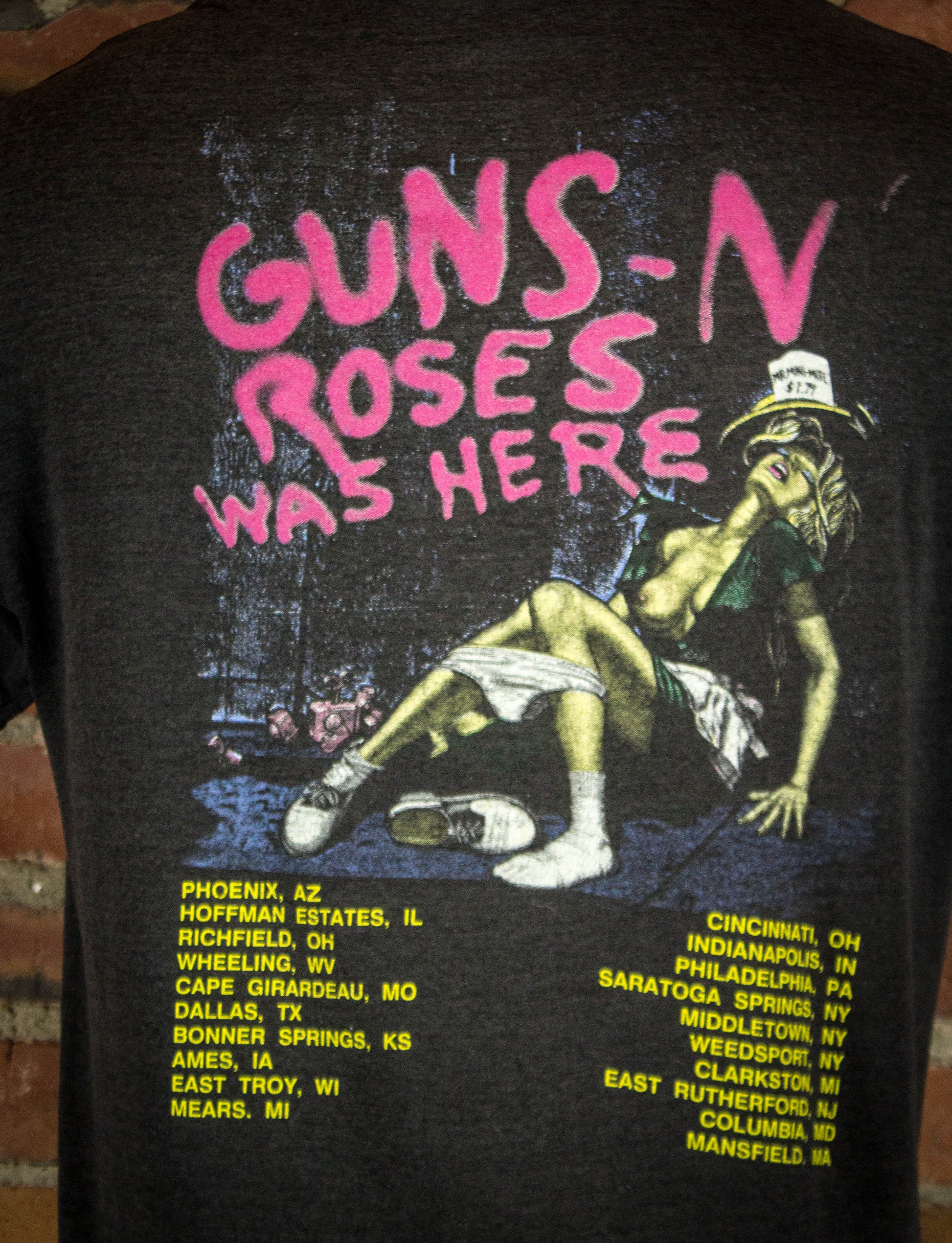 Vintage Guns N Roses 1987 1st Tour Dates Appetite For Destruction Tour Black Concert T Shirt XL