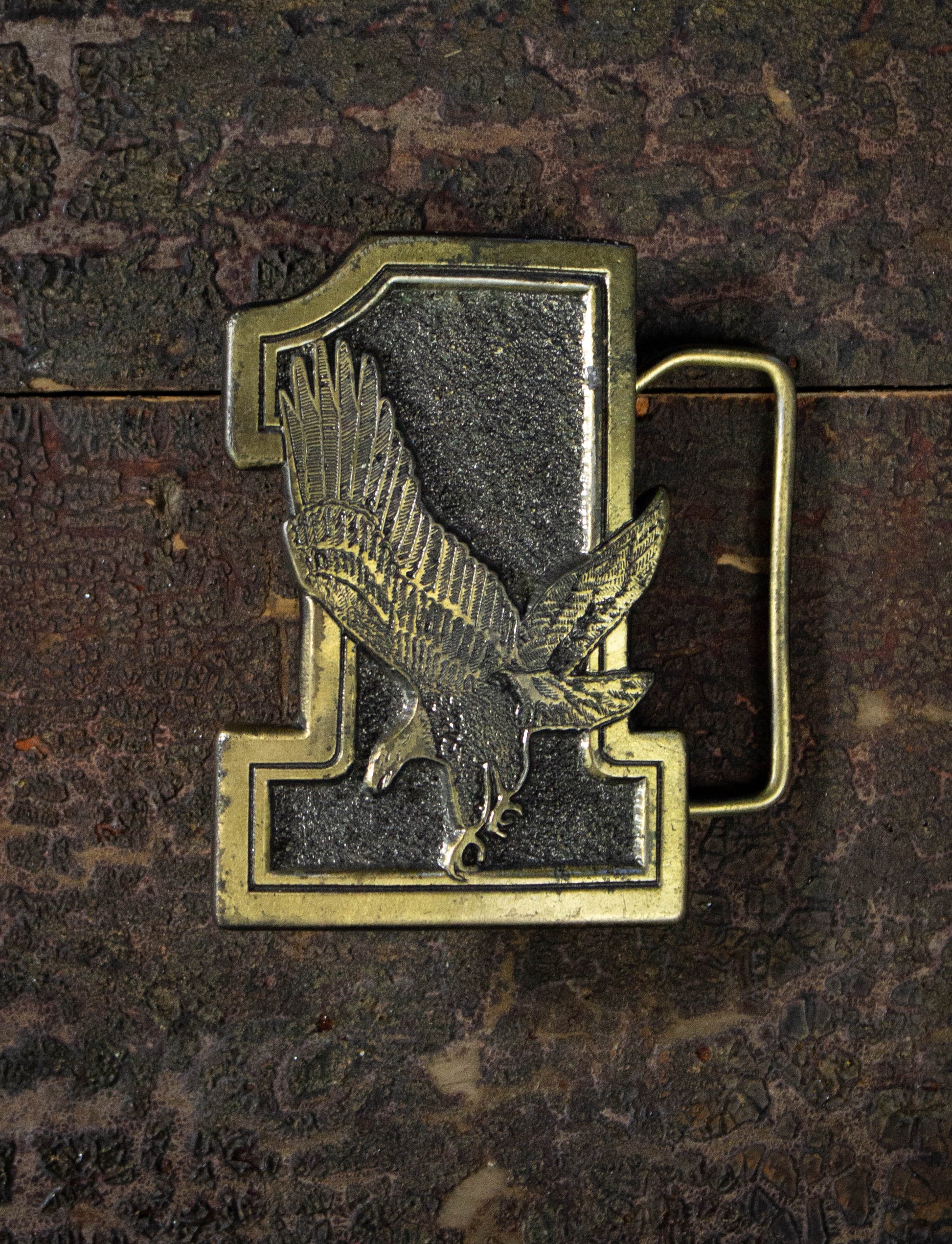 Vintage 1975 #1 Eagle Brass Belt Buckle