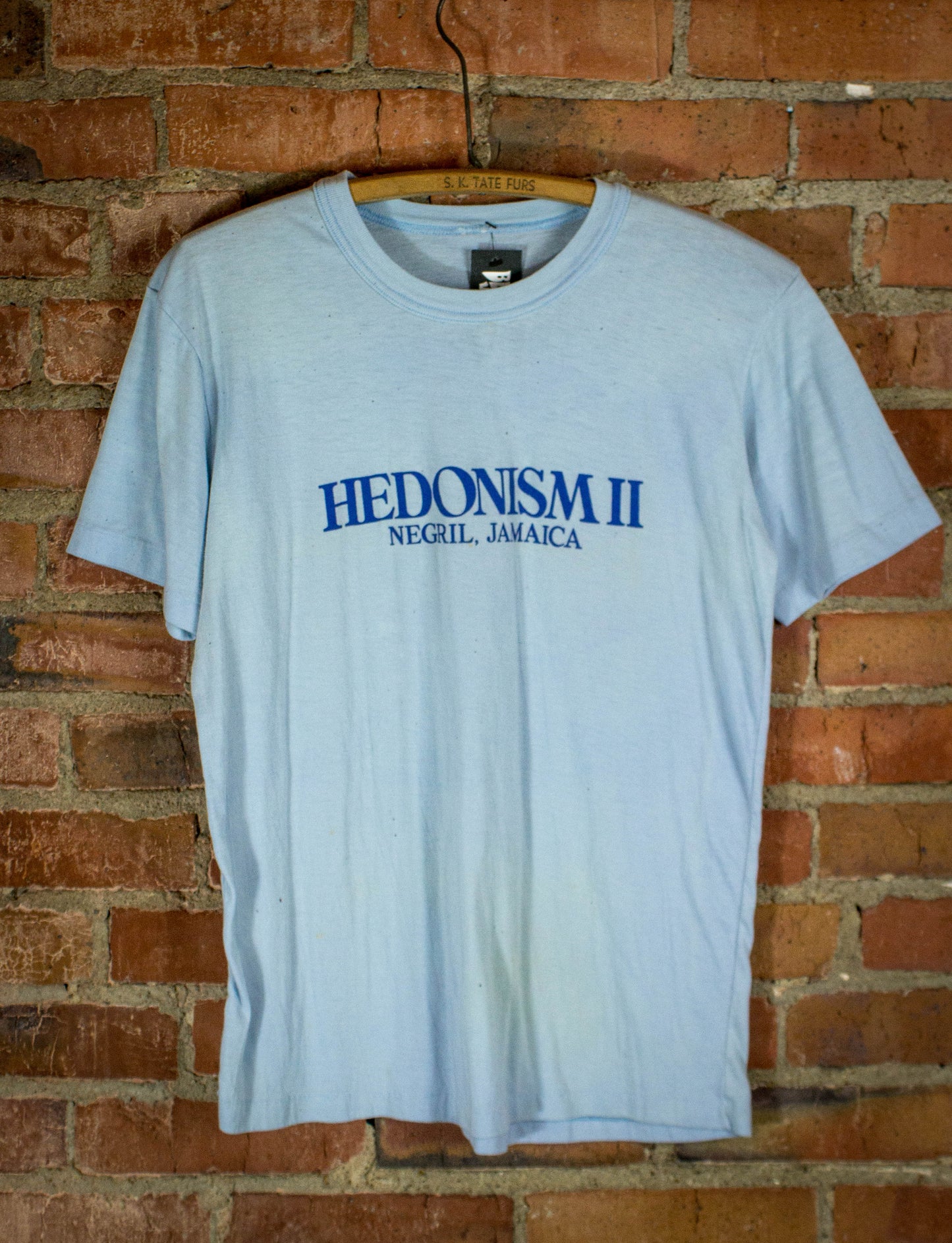 Vintage 80s Hedonism II Negril Jamaica Blue Graphic T Shirt Large