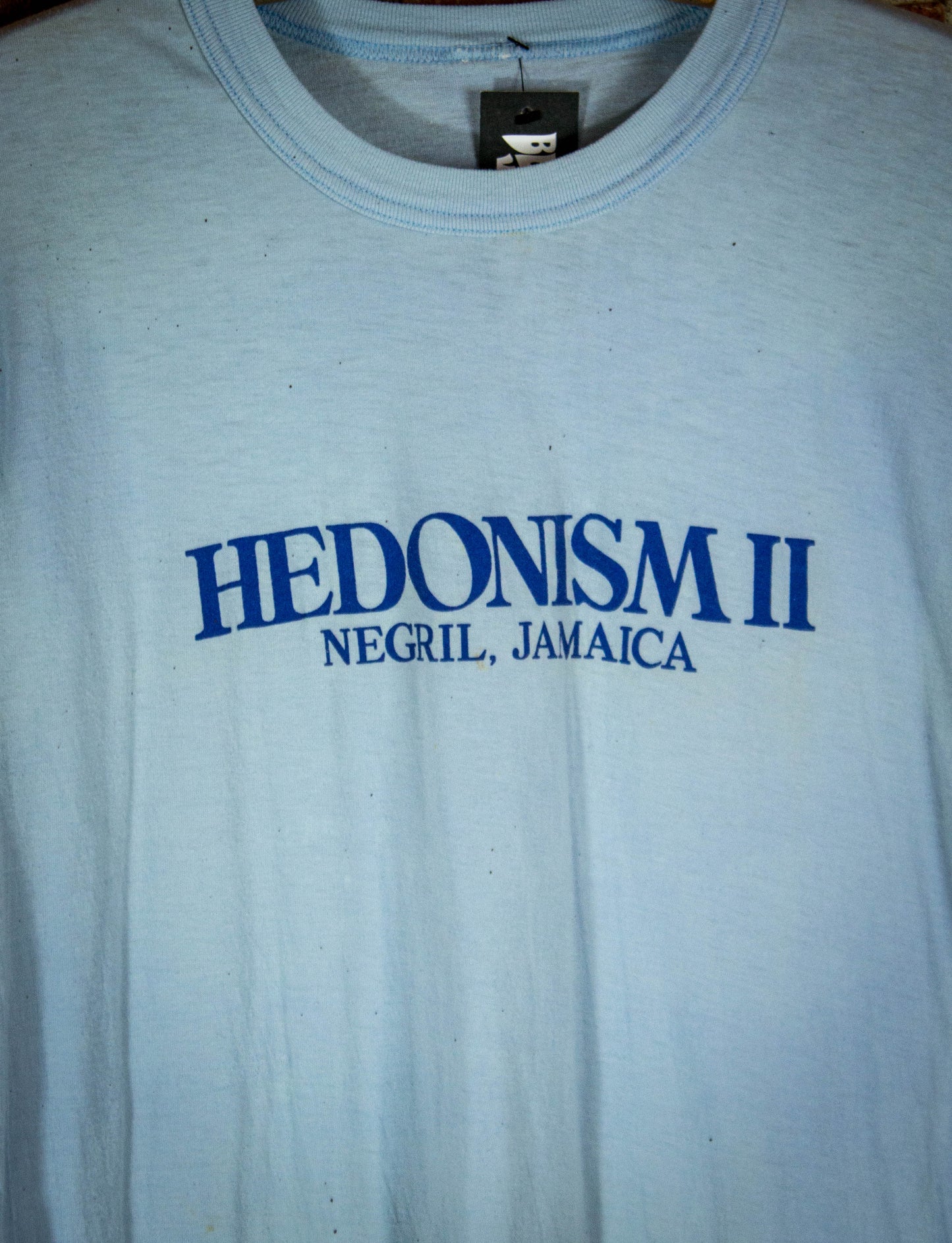 Vintage 80s Hedonism II Negril Jamaica Blue Graphic T Shirt Large