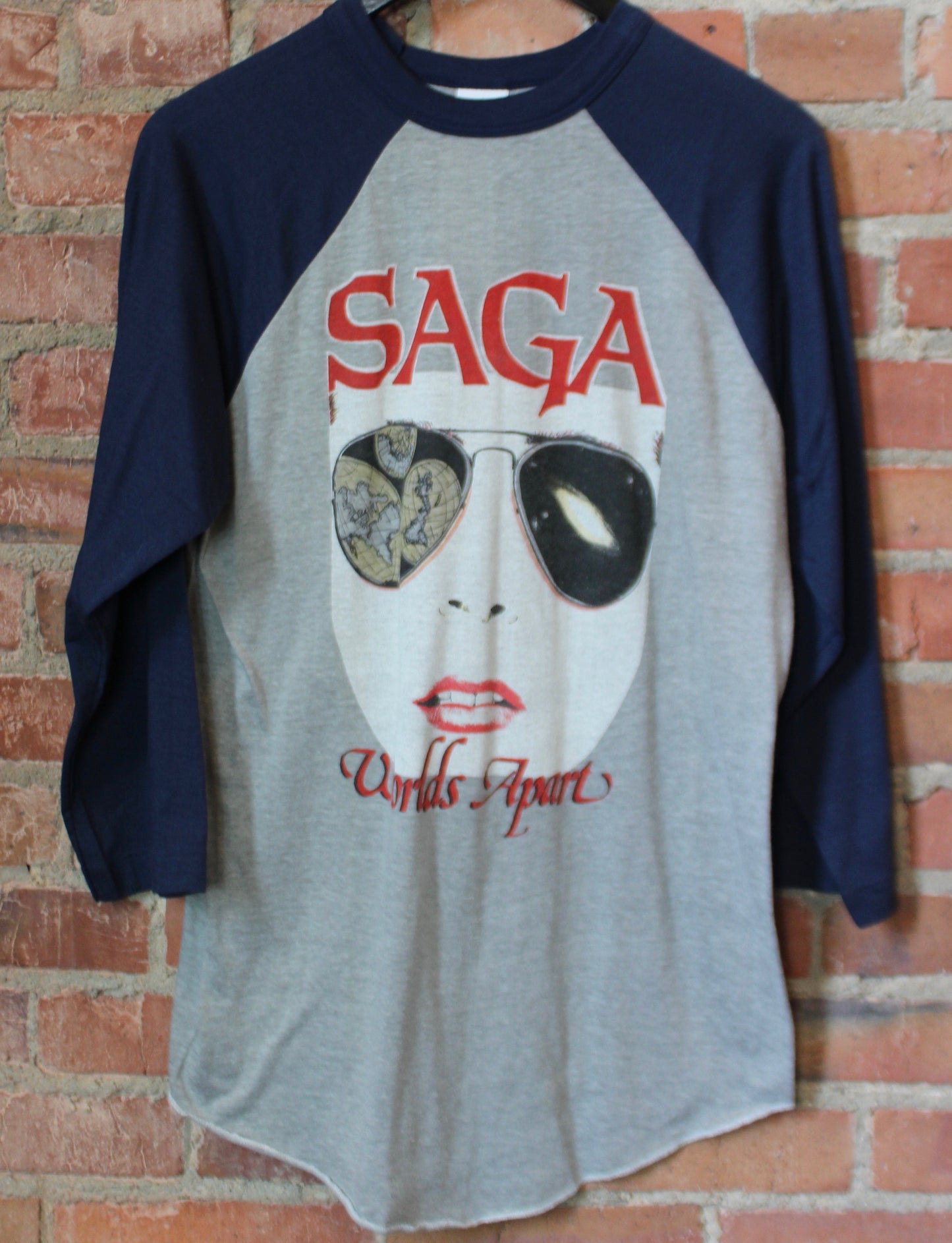 Vintage Saga Concert T Shirt World Apart Jersey Tee 1982 Large