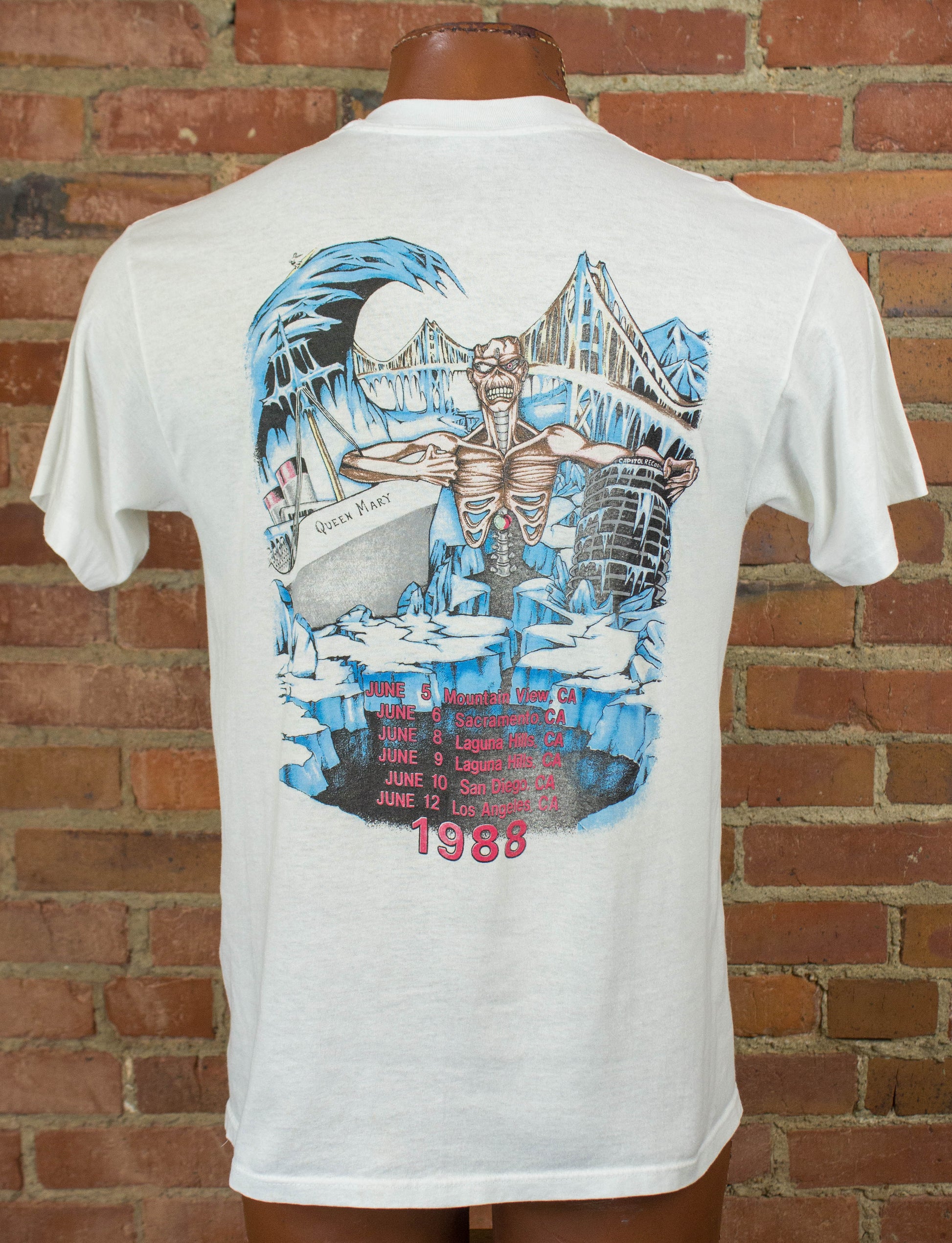 Vintage Iron Maiden 1988 Seventh Son of a Seventh Son California Tour White Concert T Shirt Unisex Medium-Large