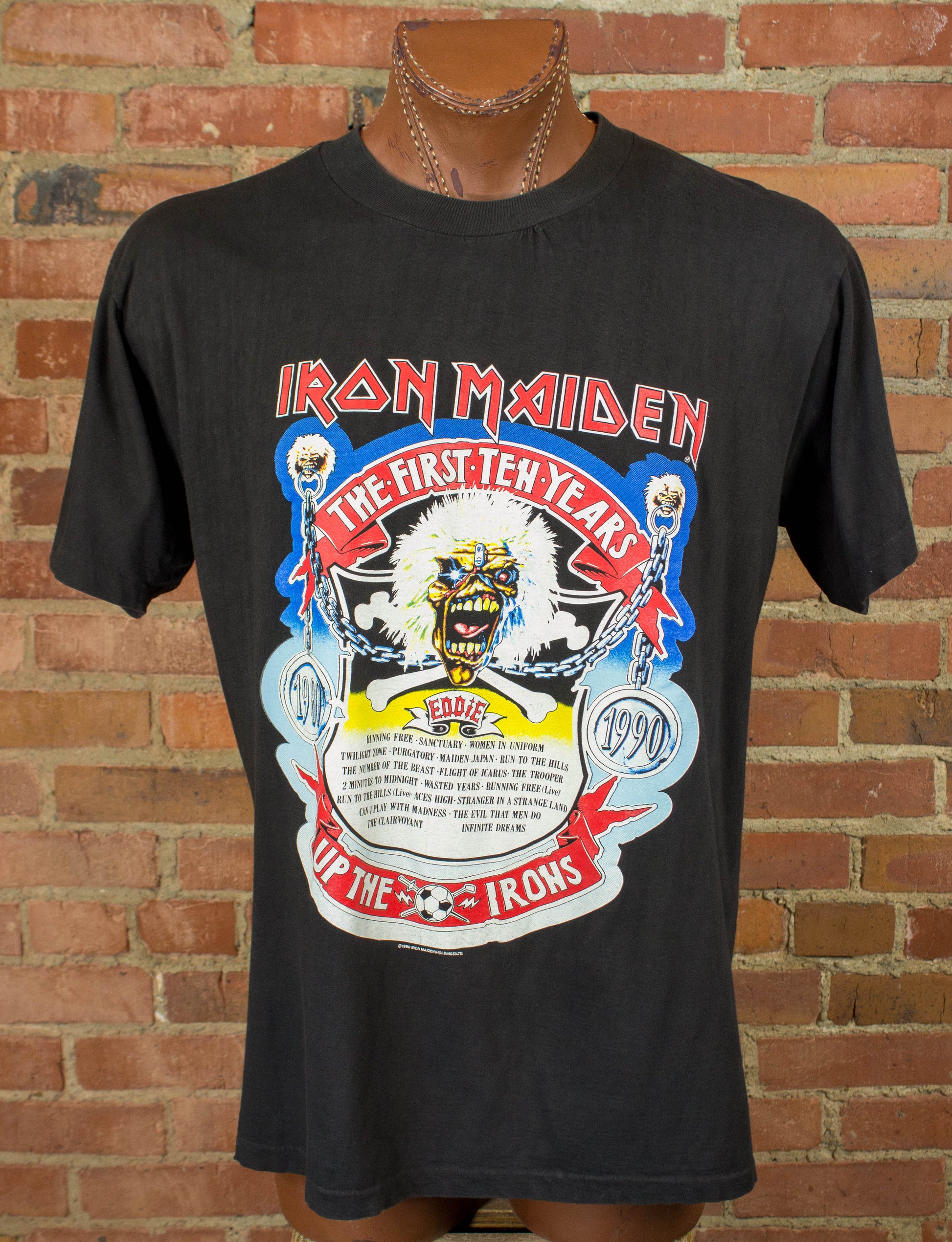 Vintage Iron Maiden 1990 The First Ten Years "Up The Irons" The Decenium Black Concert T Shirt Unisex XL