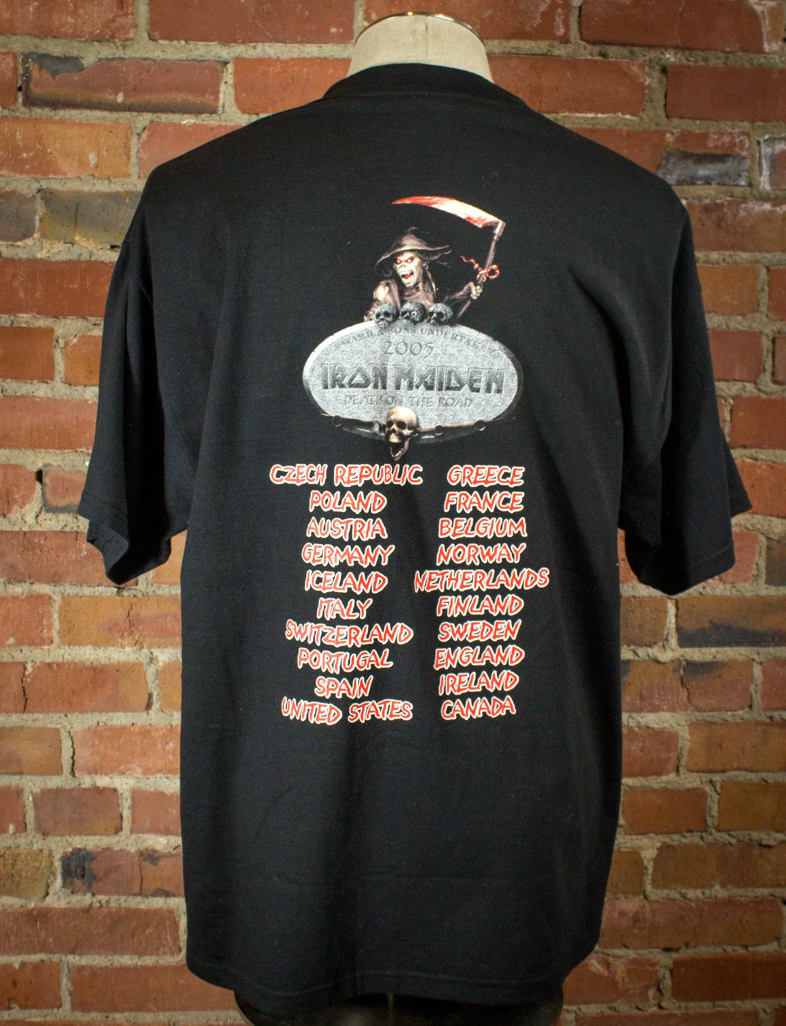 2005 Iron Maiden Death on The Road World Tour Black Concert T Shirt Unisex XL