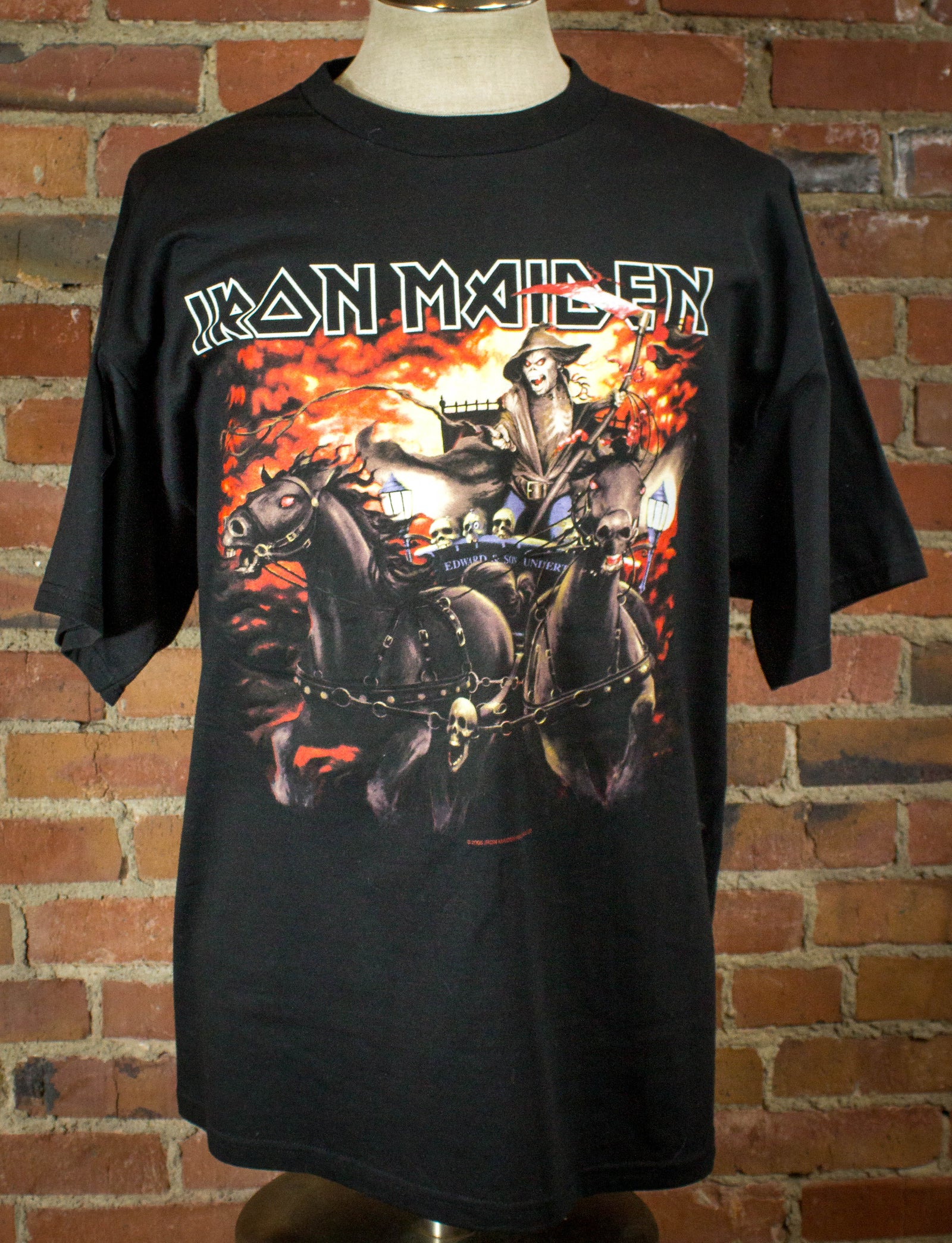 Vintage 2005 Iron Maiden Death on The Road World Tour Black Concert T Shirt Unisex XL