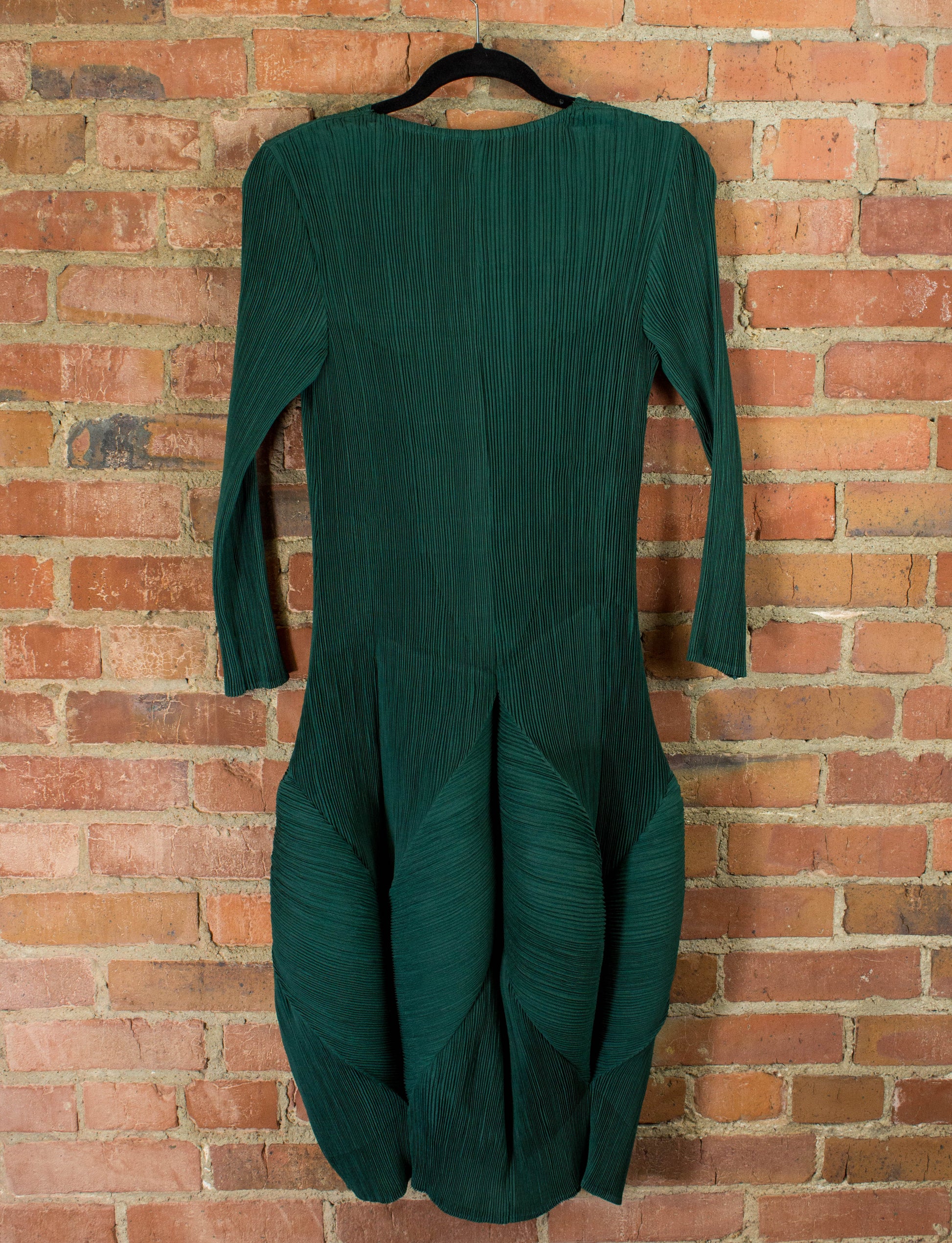 Issey Miyake Green Plisse Cocoon Dress Size Medium