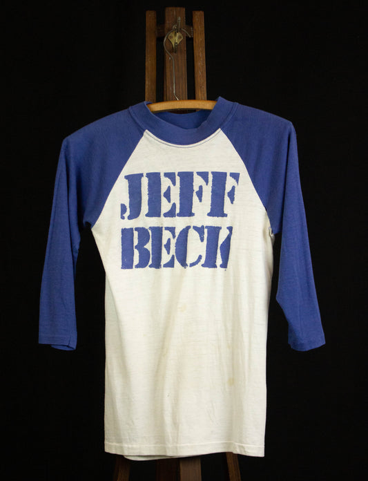 Vintage 1980 Jeff Beck There and Back Raglan Concert T Shirt Blue and White XS