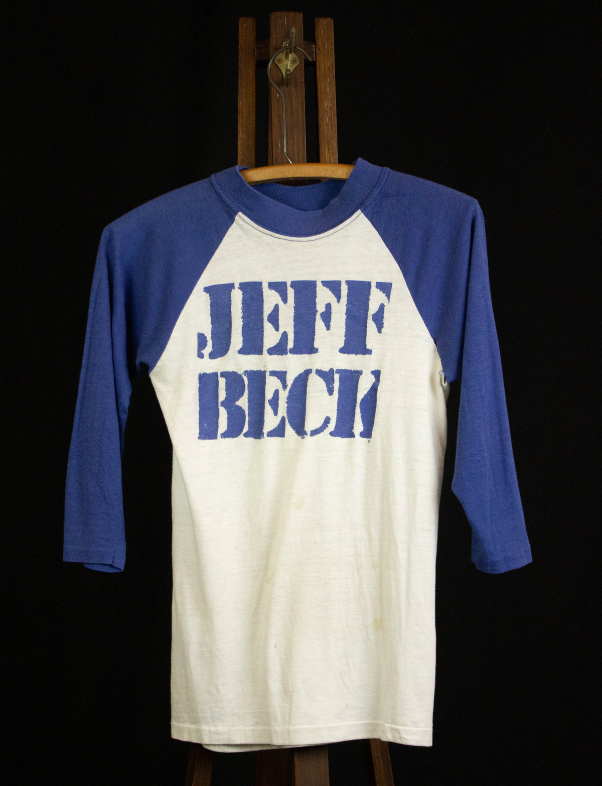 Vintage 1980 Jeff Beck There and Back Raglan Concert T Shirt Blue 