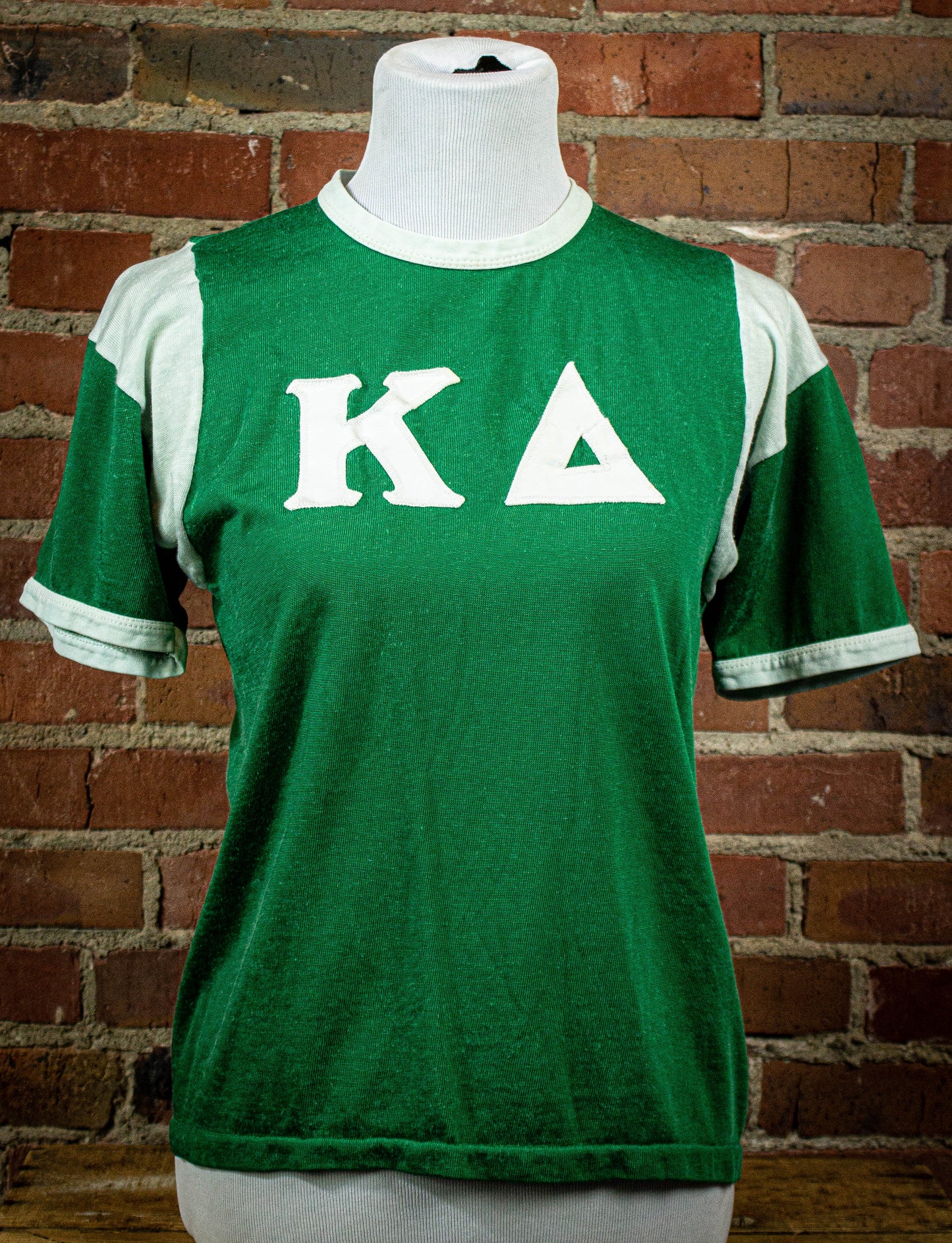 Vintage 50's Kappa Delta Sorority Green Jersey Ringer T Shirt S/M