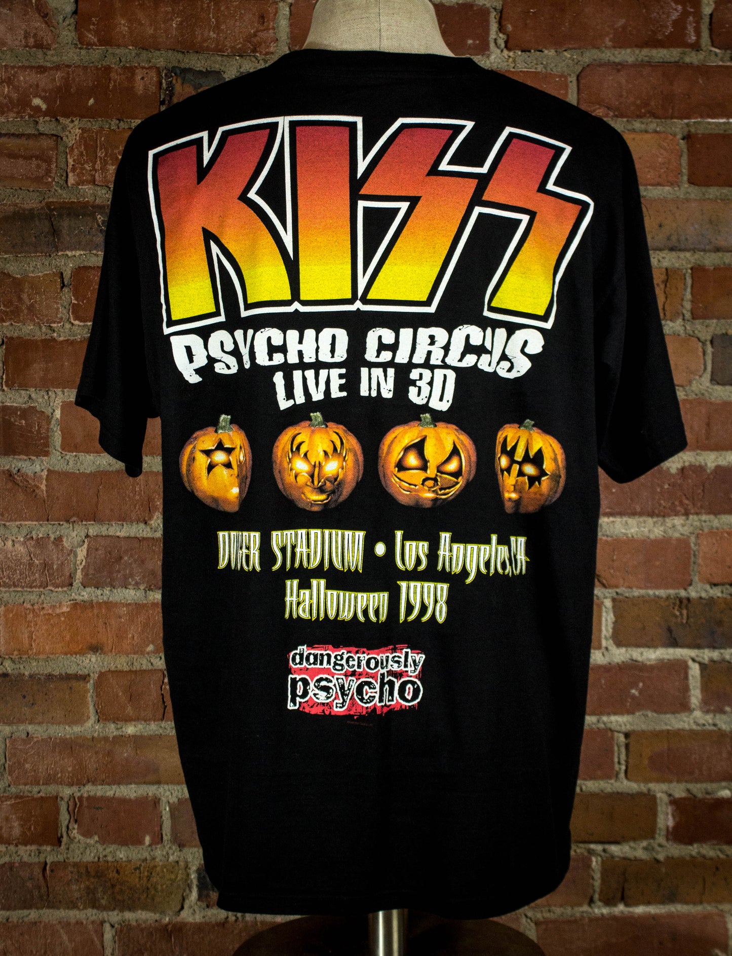 Vintage 1988 Kiss Psycho Circus Live in 3D Dodger Stadium Black Concert T Shirt Unisex XL