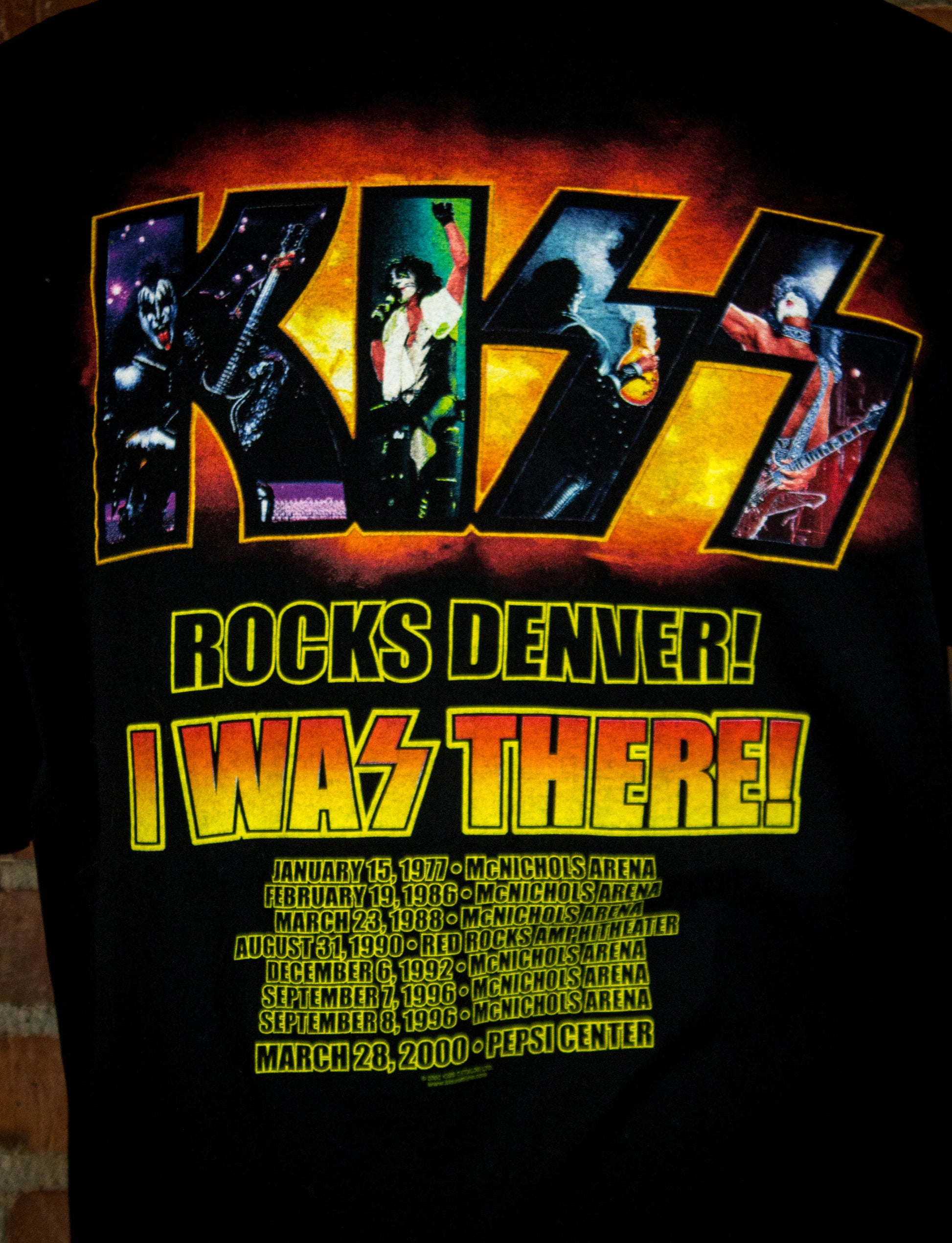 Vintage 2000 KISS I Was There Rocks Denver Black Concert T Shirt XL