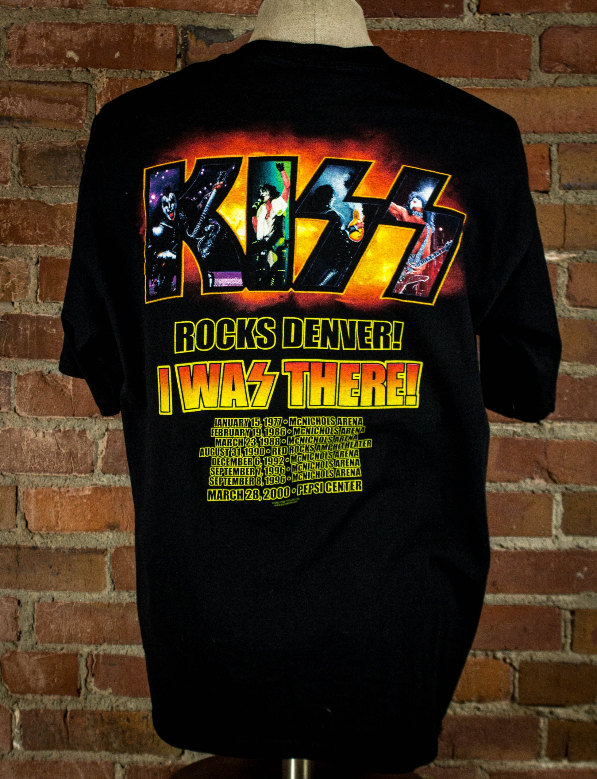Vintage 2000 KISS I Was There Rocks Denver Black Concert T Shirt XL