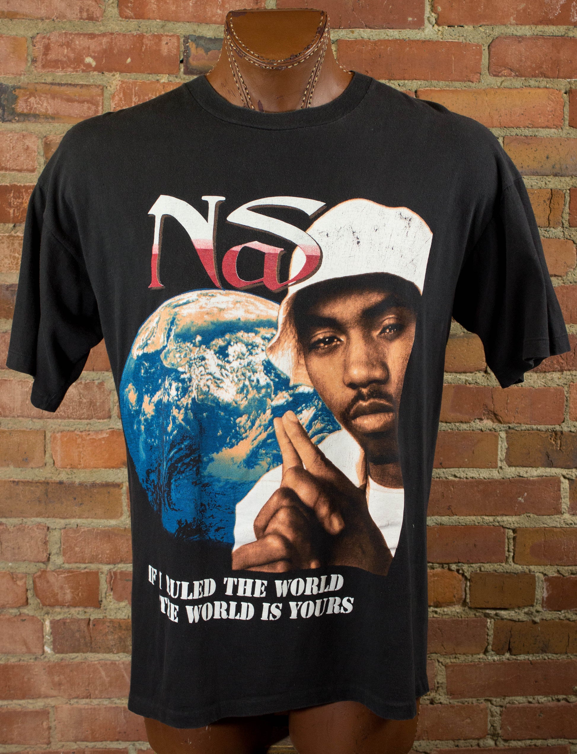NAS 90s If I Ruled The World The World Is Yours It Was Written Black Bootleg Rap Tee Concert T Shirt Unisex XL