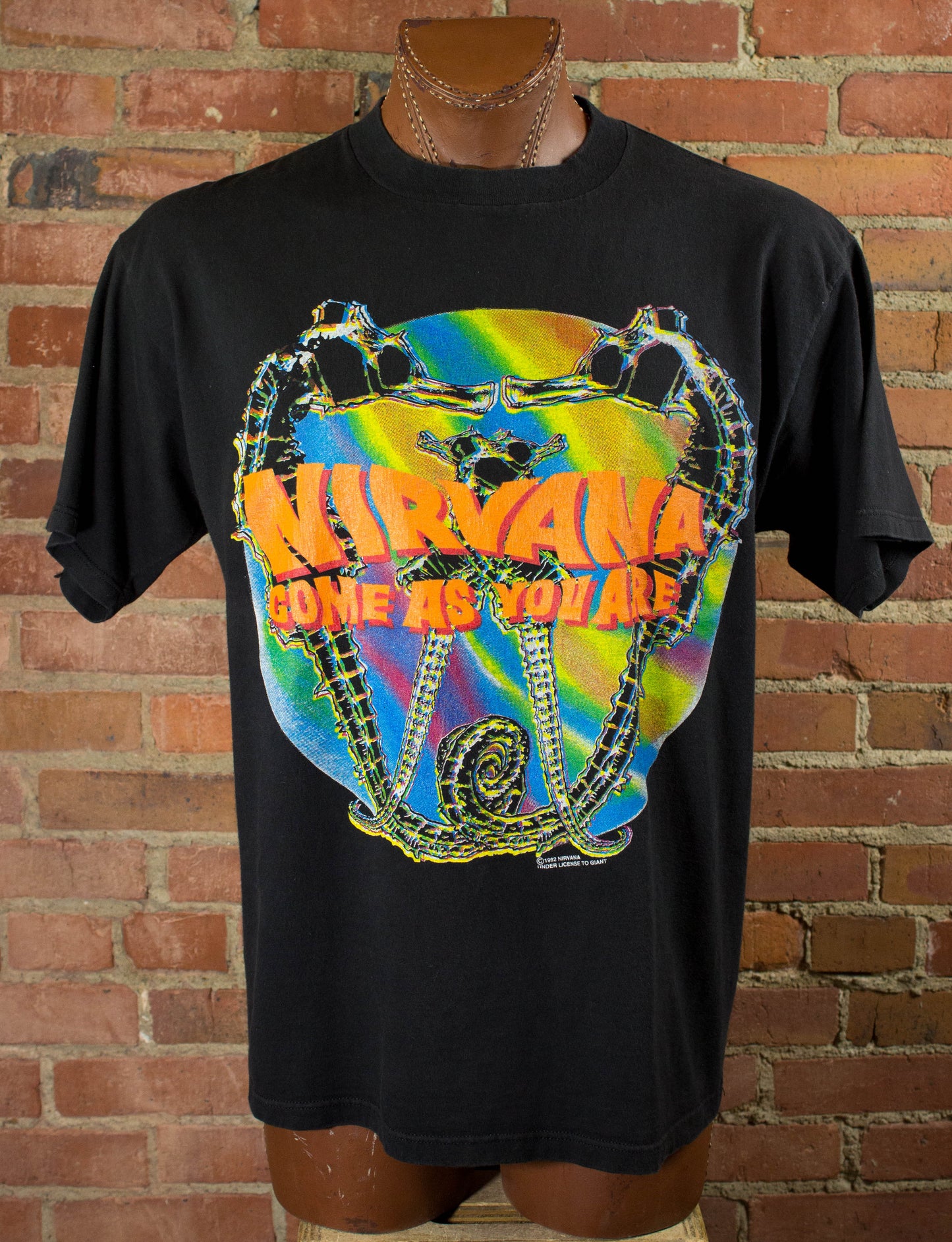 Vintage Nirvana 90s Come As You Are Seahorses Black Concert T Shirt Unisex XL