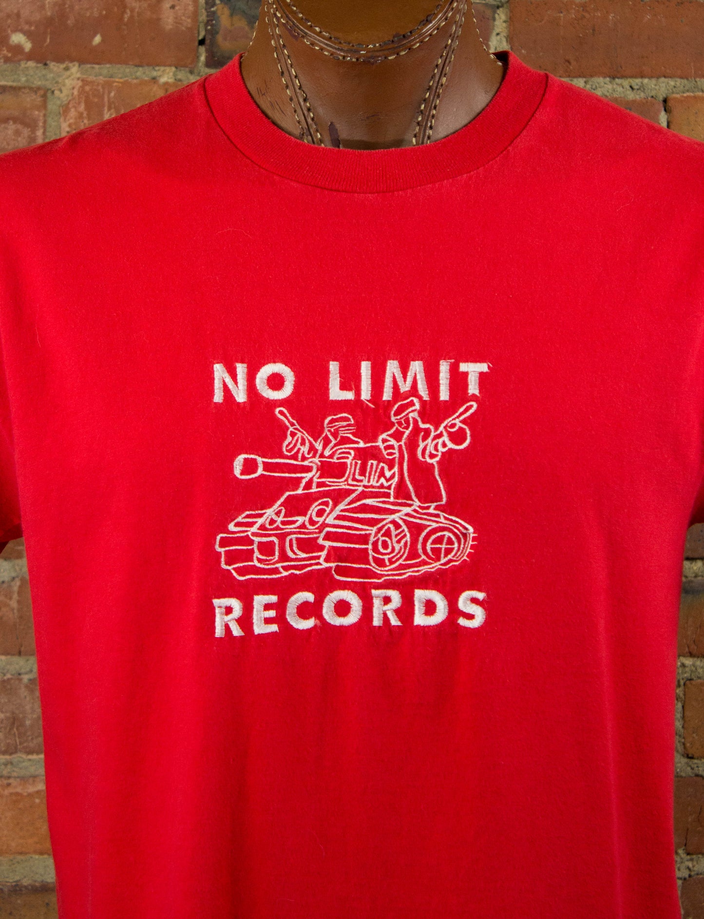 No Limit Records 90s Soldier Gear Embroidered Logo Red Rap Tee Concert T Shirt Unisex Large