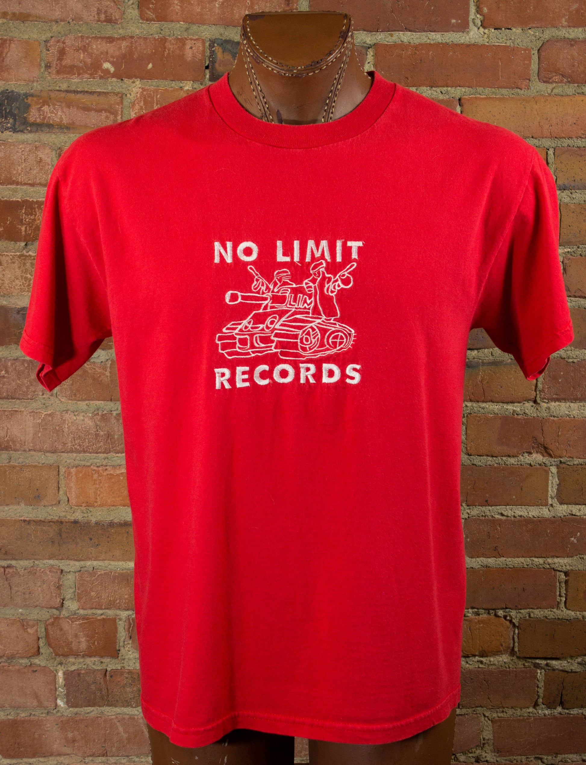 No Limit Records 90s Soldier Gear Embroidered Logo Red Rap Tee Concert T Shirt Unisex Large