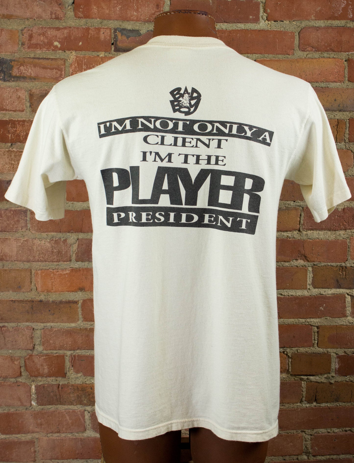 Notorious BIG 1996 Bad Boy Records I'm Not Only a Client I'm The Player President White Rap Tee Concert T Shirt Unisex Large