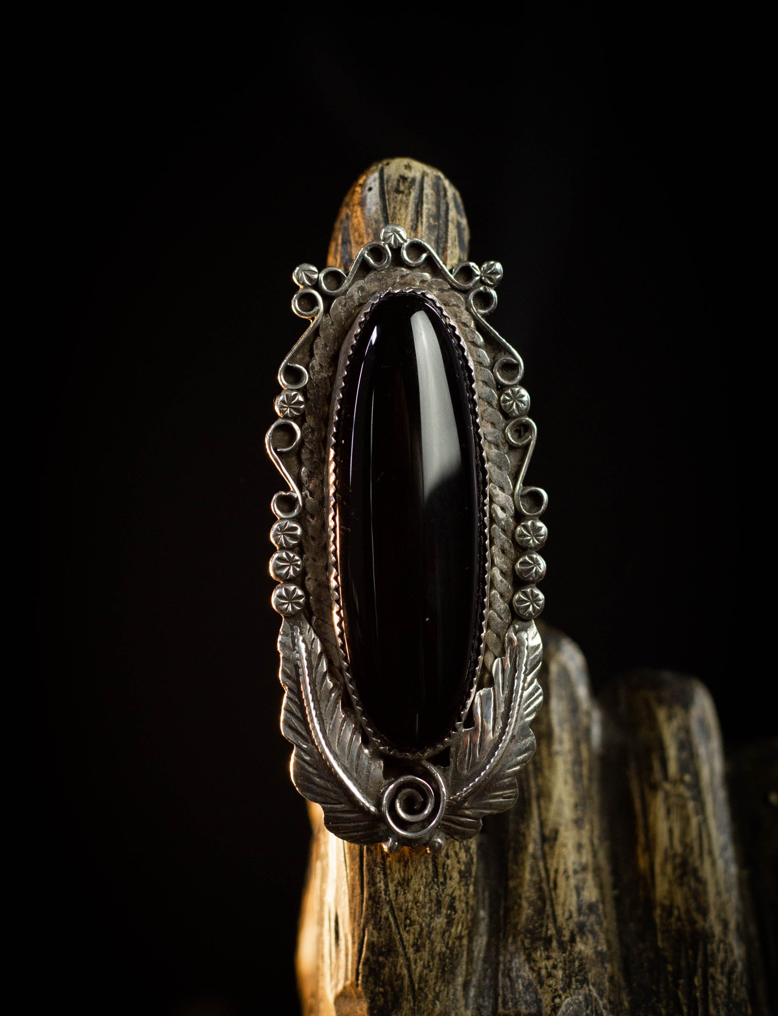Vintage Black Onyx Sterling Silver Ring 6.5