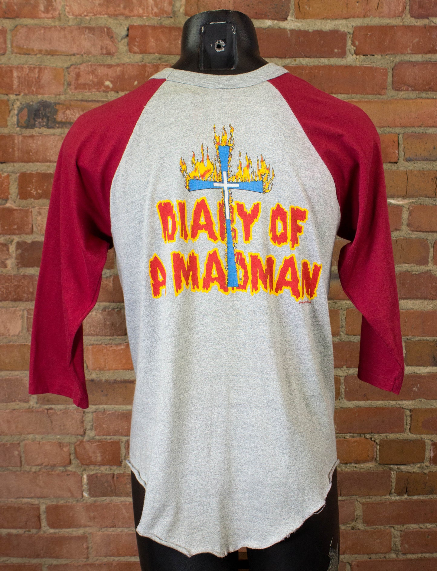 Vintage Ozzy Osbourne 1981 Diary of a Madman Grey Red Raglan Jersey Concert T Shirt Medium