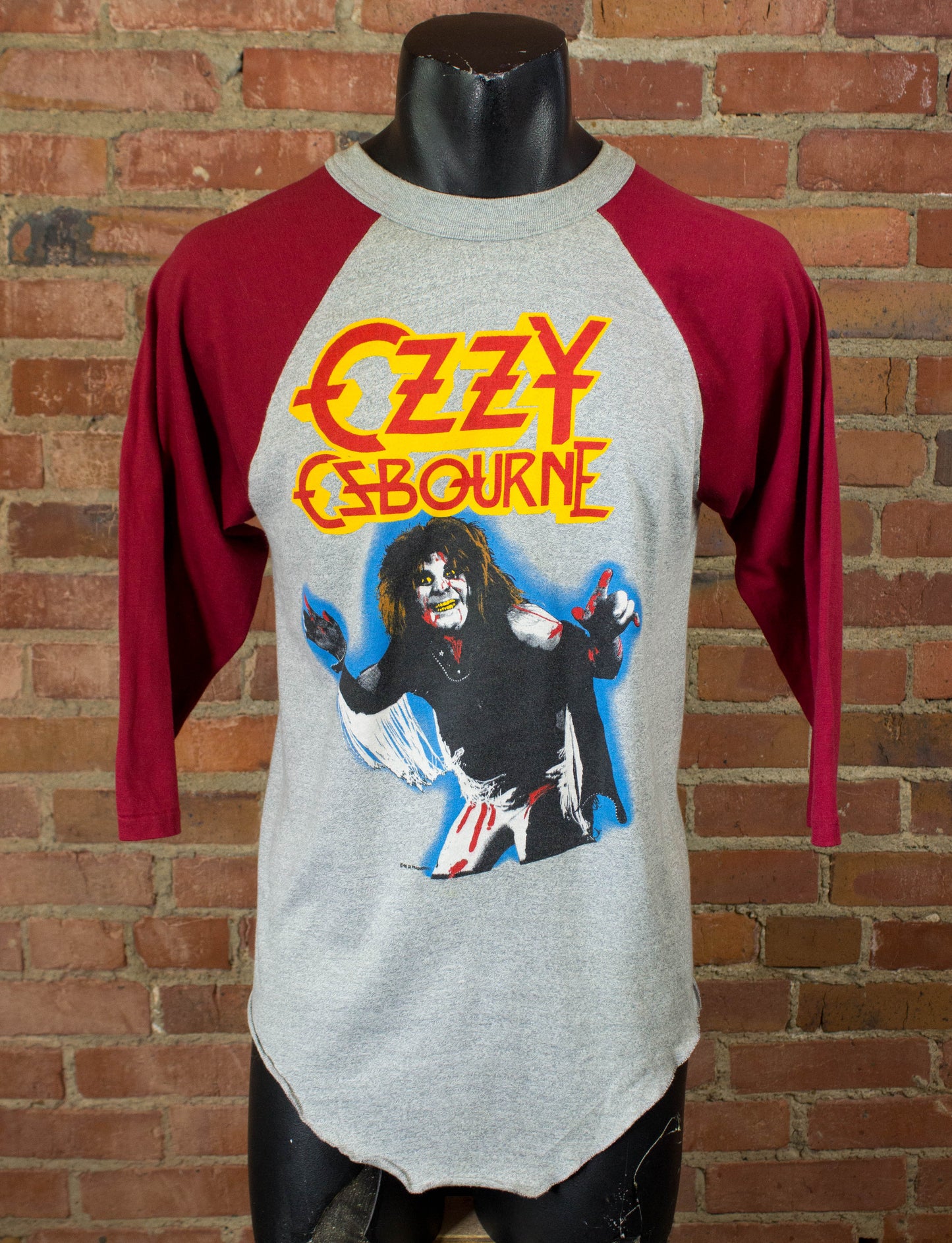 Vintage Ozzy Osbourne 1981 Diary of a Madman Grey Red Raglan Jersey Concert T Shirt Medium