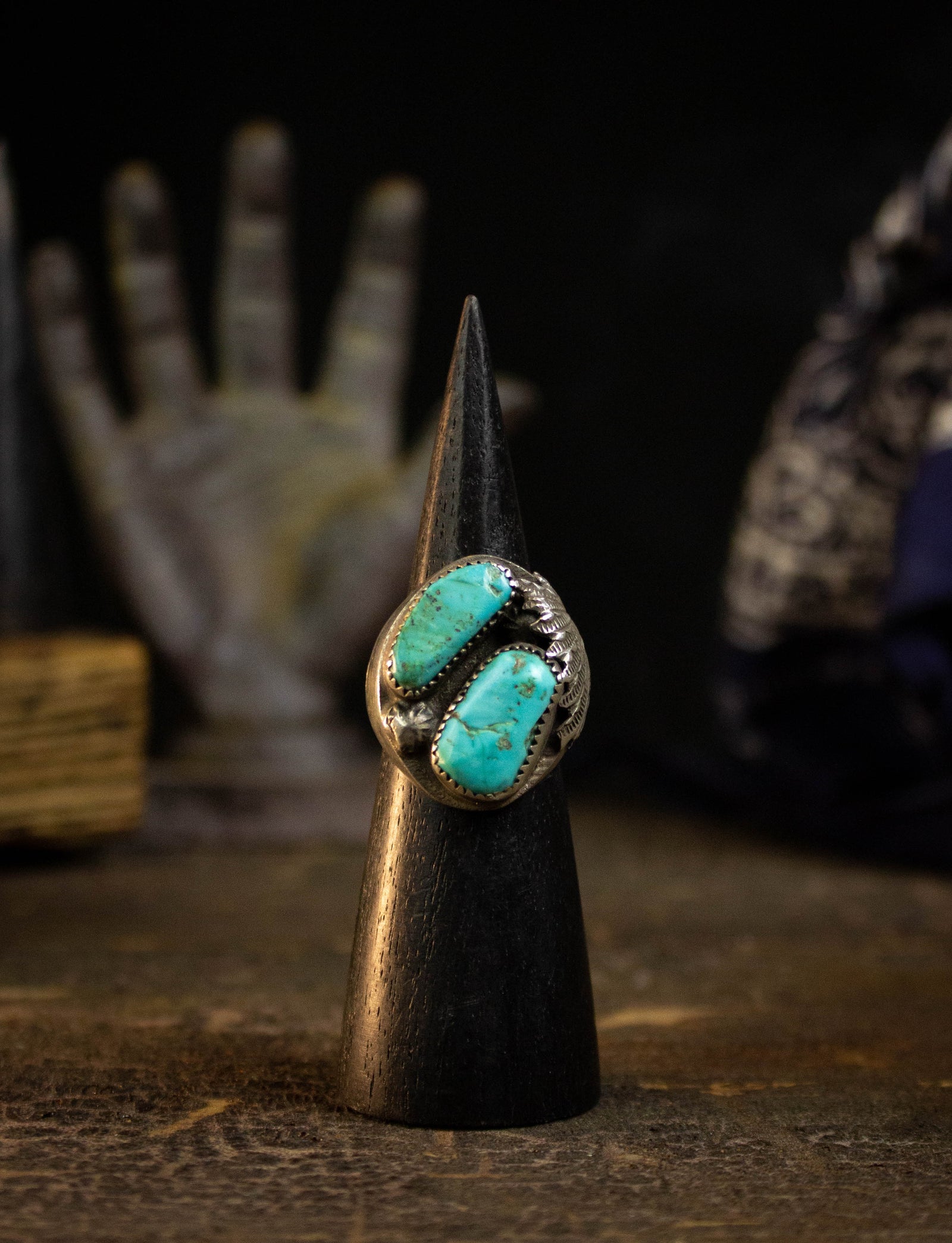 Vintage Sterling Silver Padilla Turquoise Ring Size 10.5