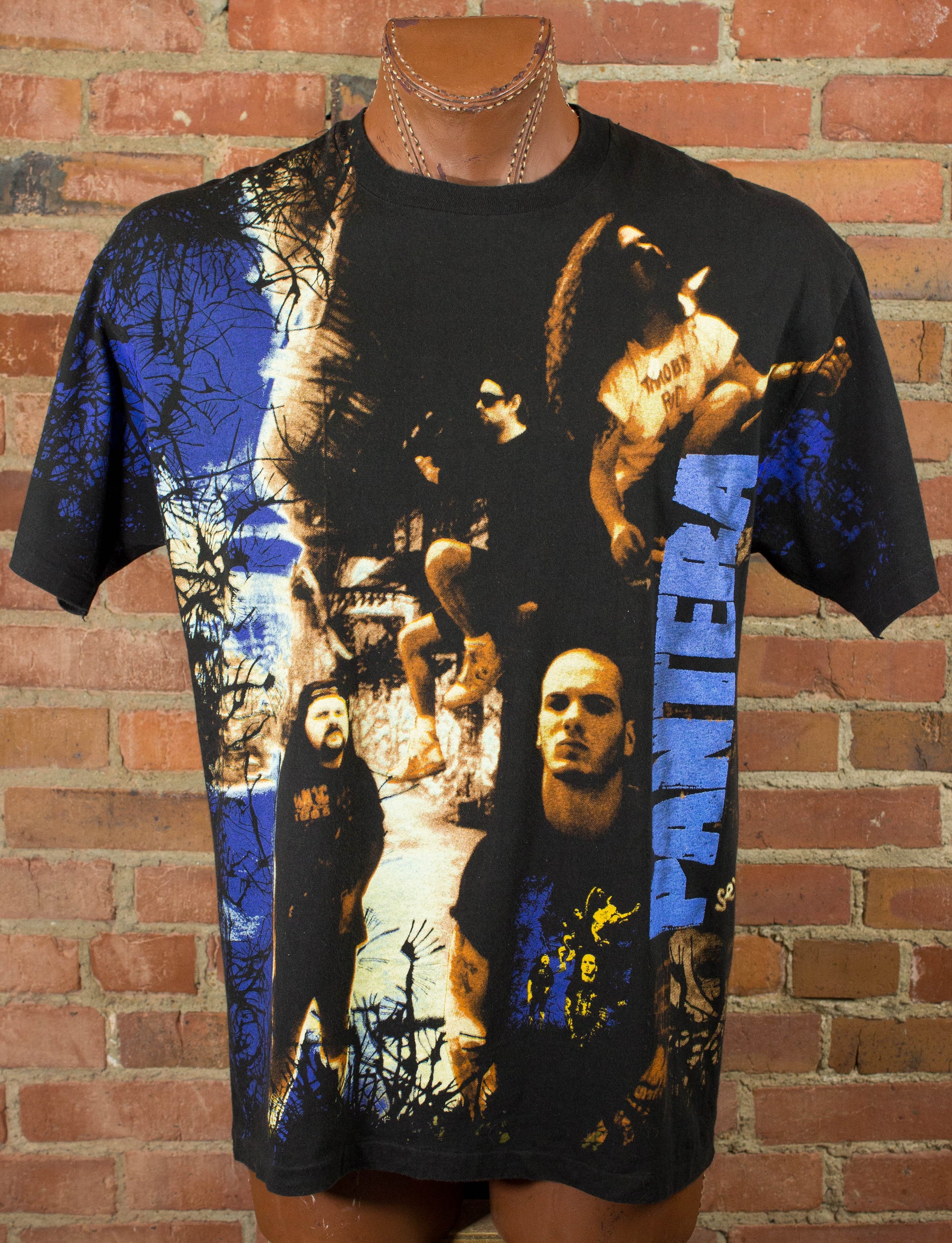 Vintage Pantera 1993 Vulgar Display Of Power All Over Print Black Concert T Shirt Unisex XL
