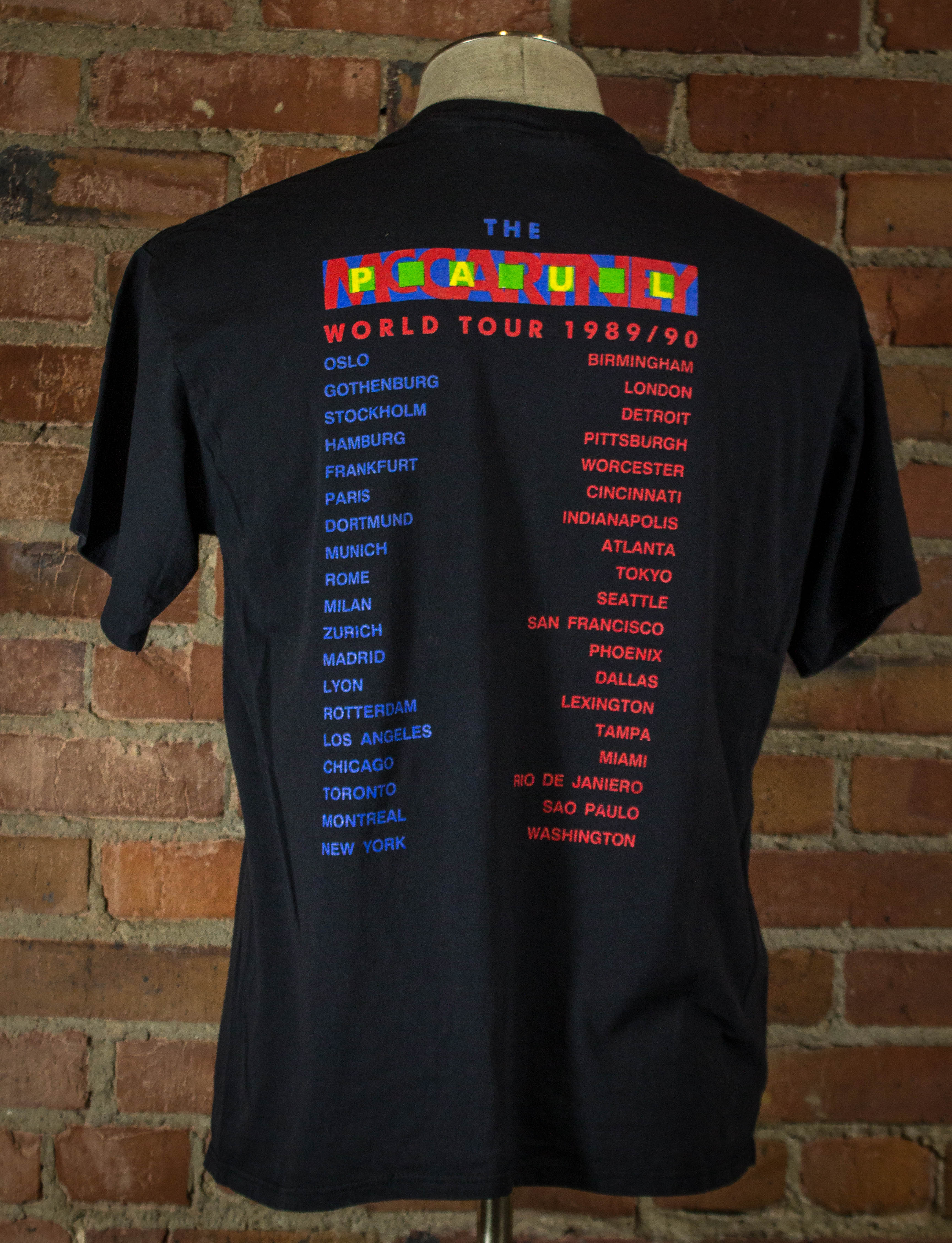 Vintage 1989 Paul McCartney World Tour Black Concert T Shirt