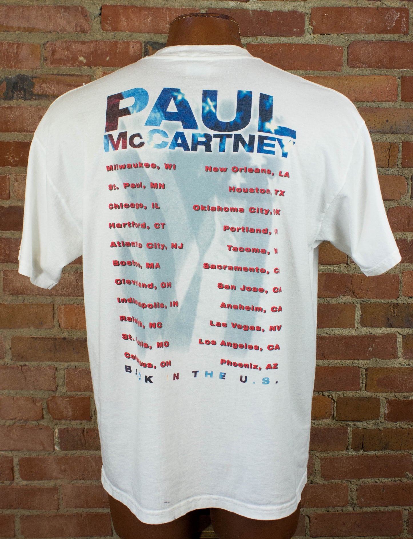 Paul McCartney 2002 Back In The US White Concert T Shirt Unisex XL