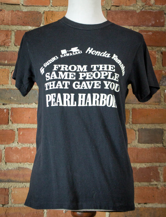 Vintage Harley Davidson Pearl Harbor B and W Graphic T Shirt Unisex Medium