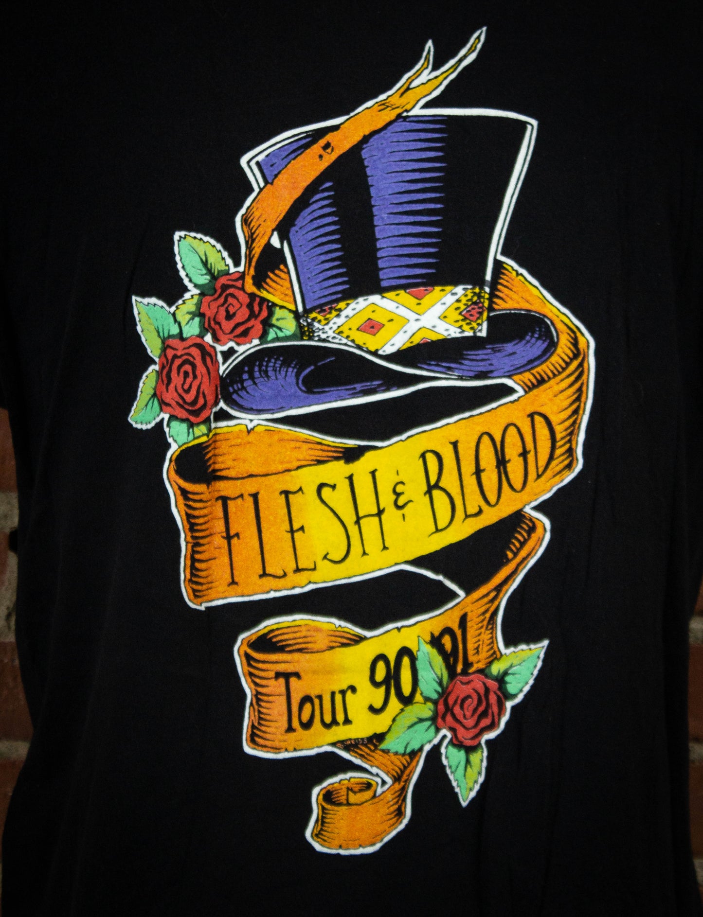 Vintage 1990 Poison Flesh & Blood Tour Concert T Shirt Unisex L