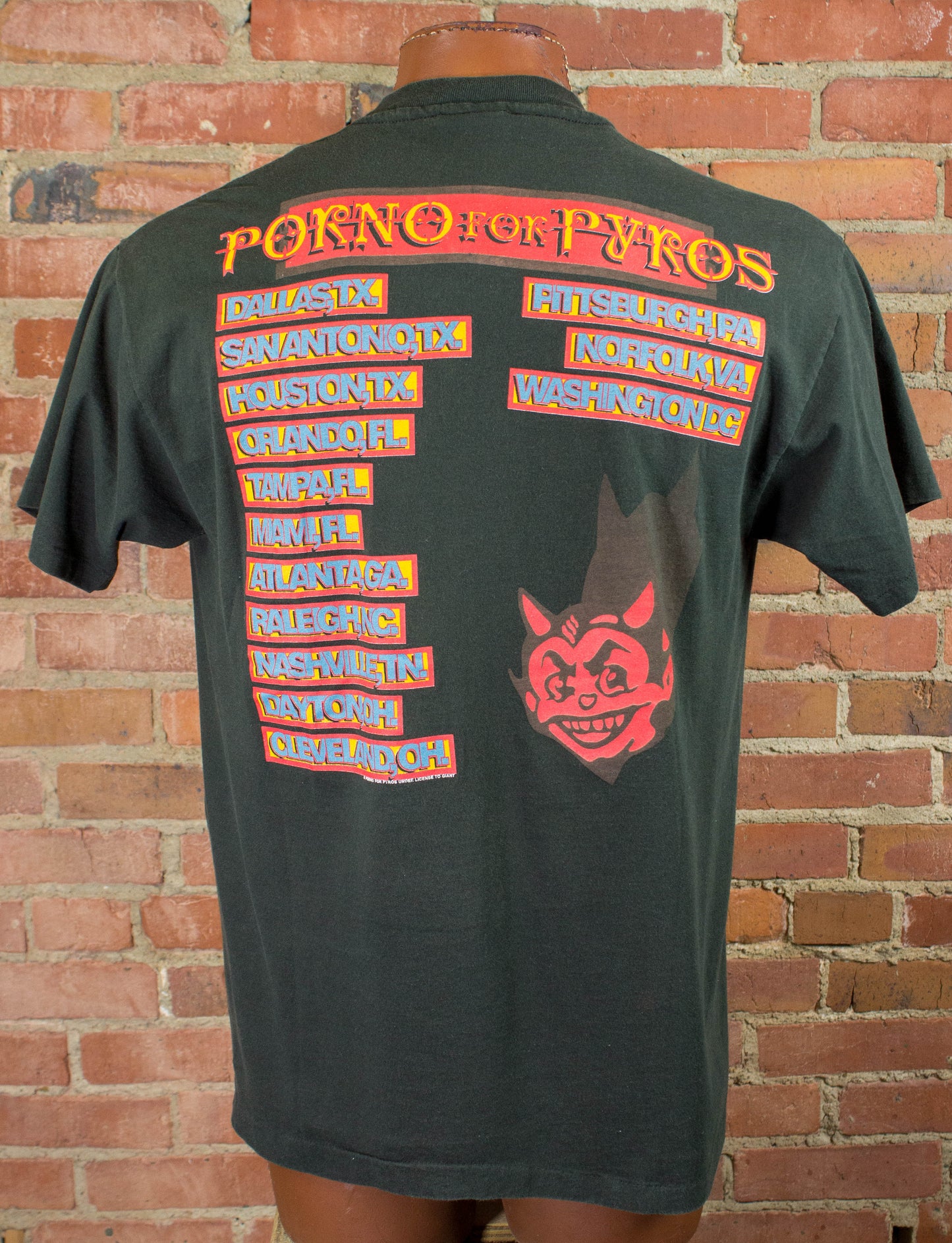 Porno For Pyros 1993 Bon Appetit Matchbook Devil Logo Black Concert T Shirt Unisex XL