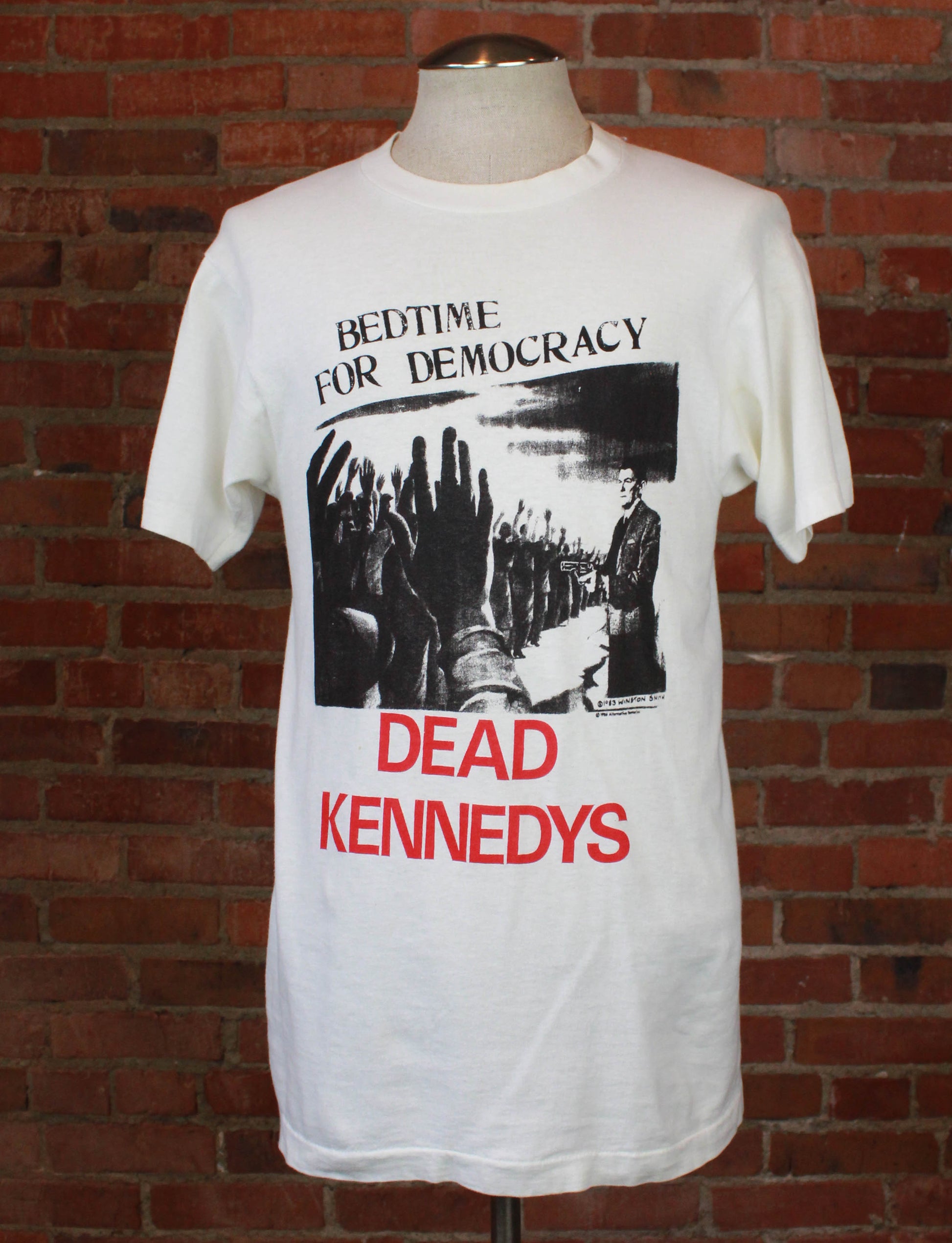 Vintage 1986 Dead Kennedys Concert T Shirt Bedtime For Democracy White Unisex Large
