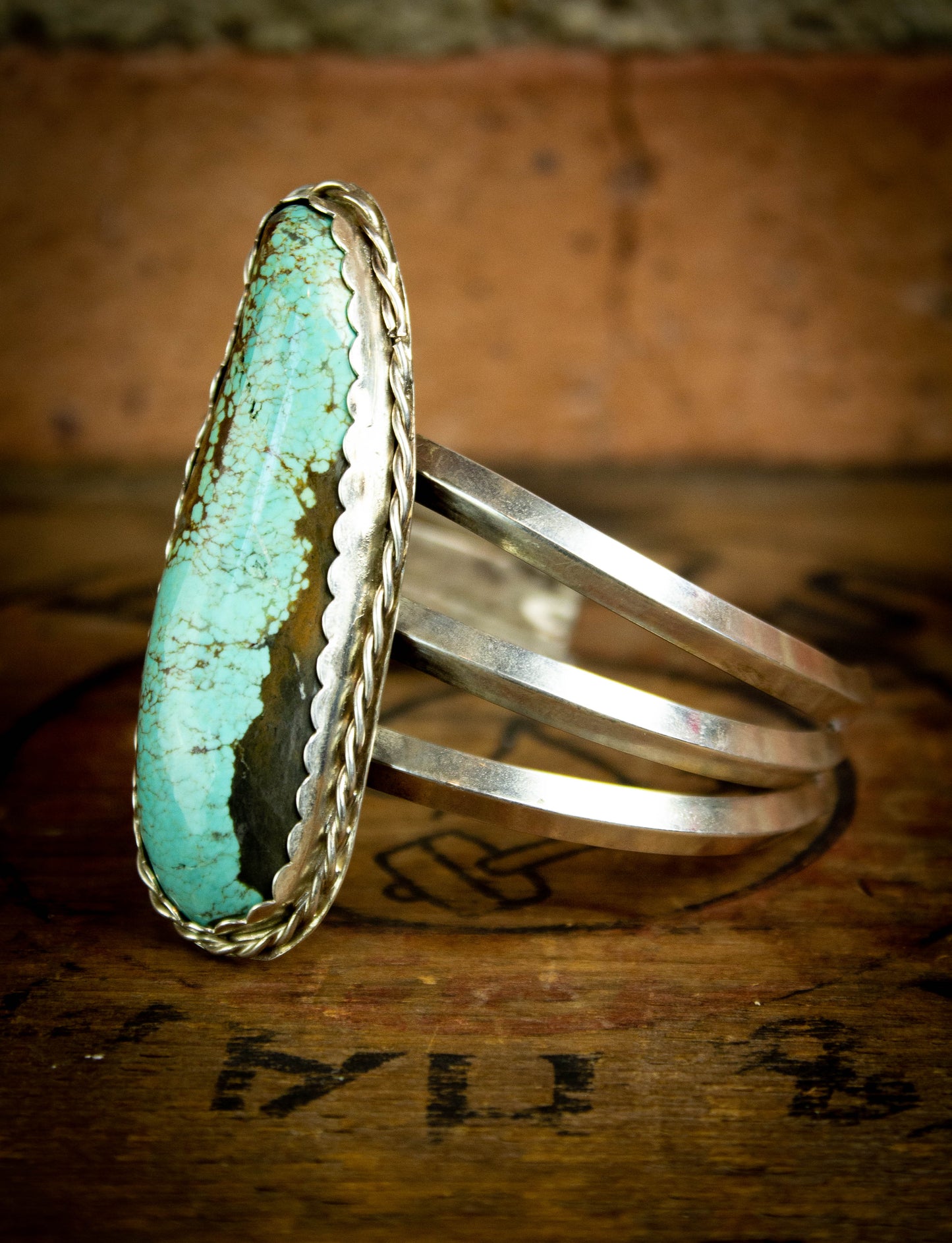 Vintage Silver and Turquoise Cuff Bracelet .925