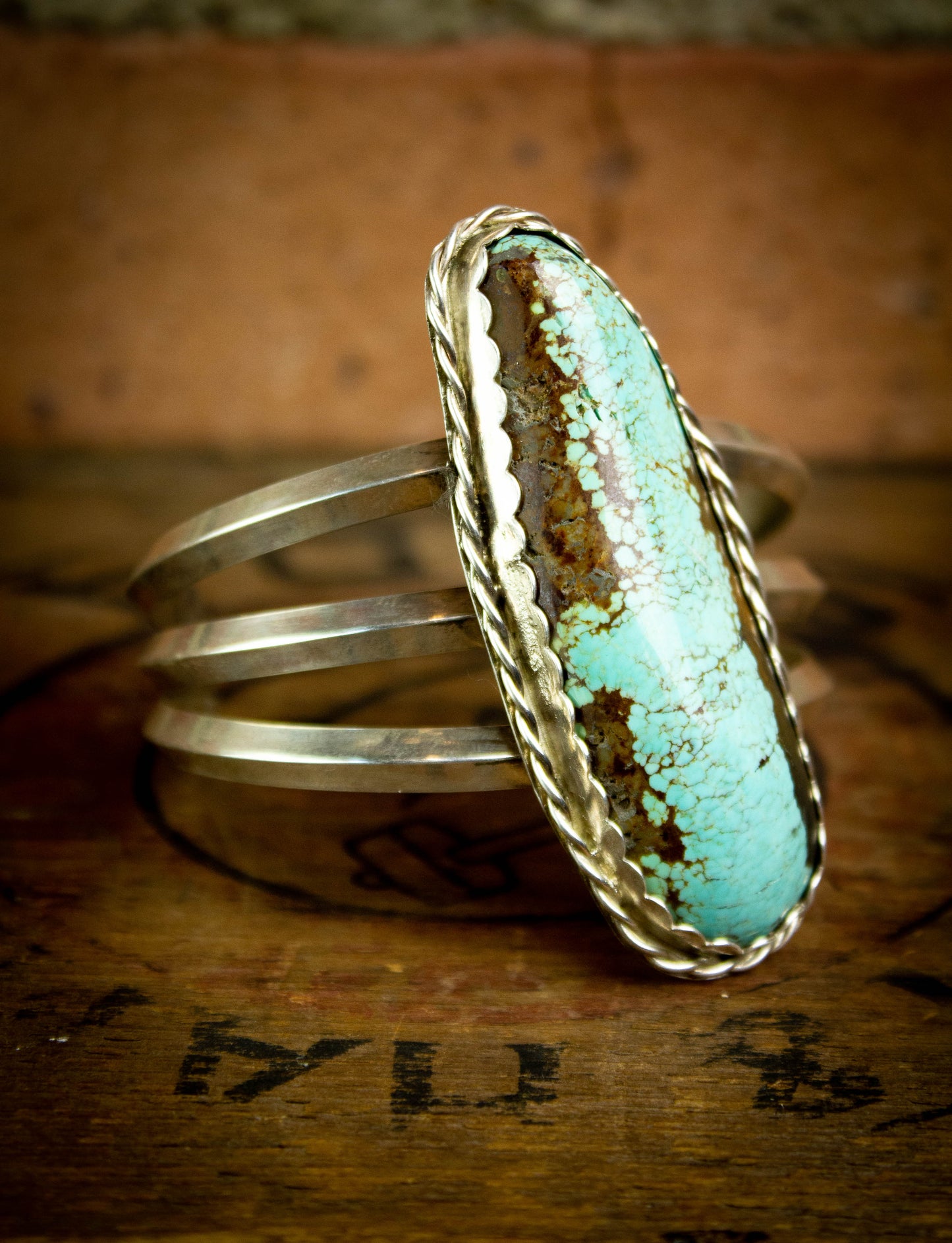 Vintage Silver and Turquoise Cuff Bracelet .925