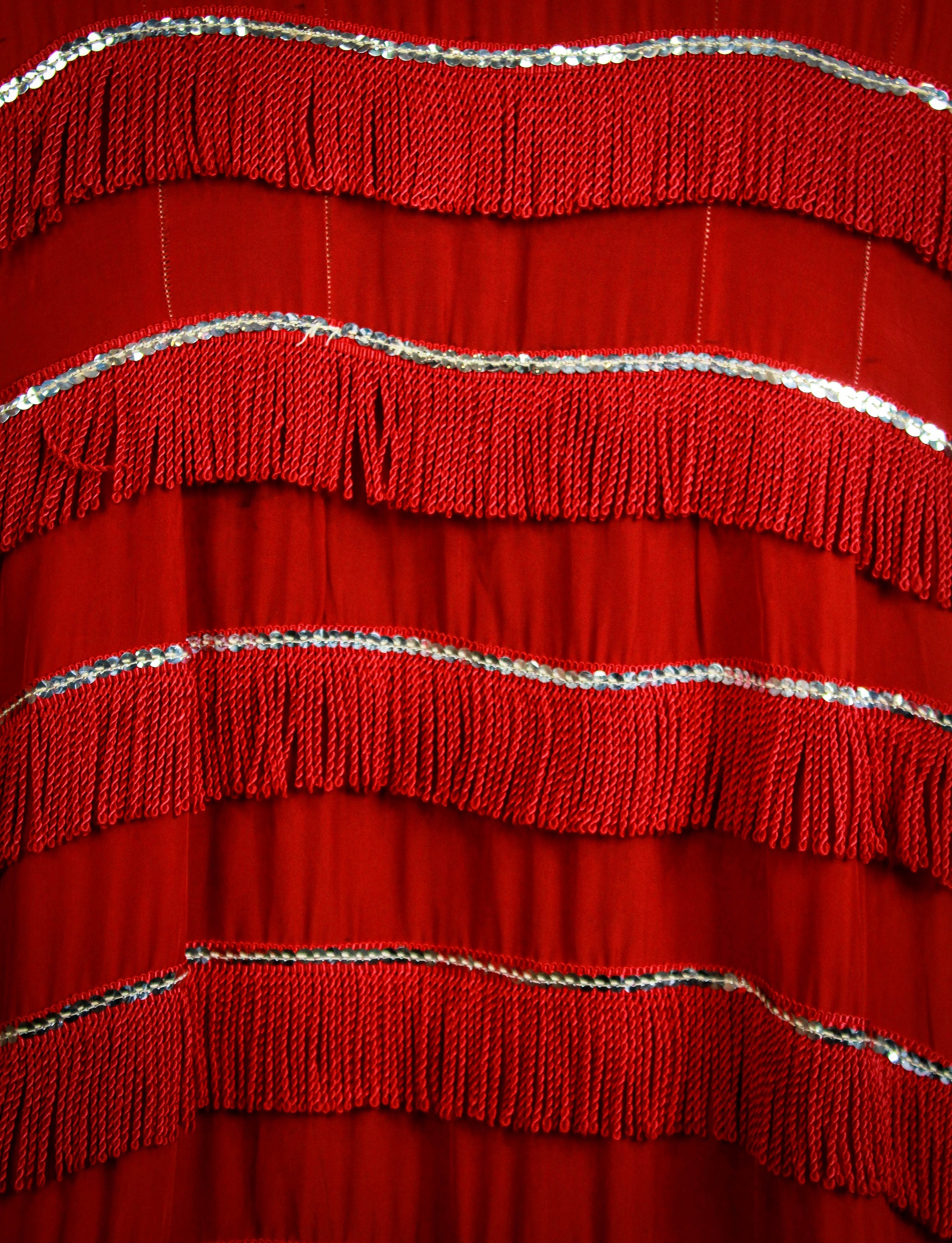 Vintage Wanda Jackson Red Fringe Western Dress 1960s Small
