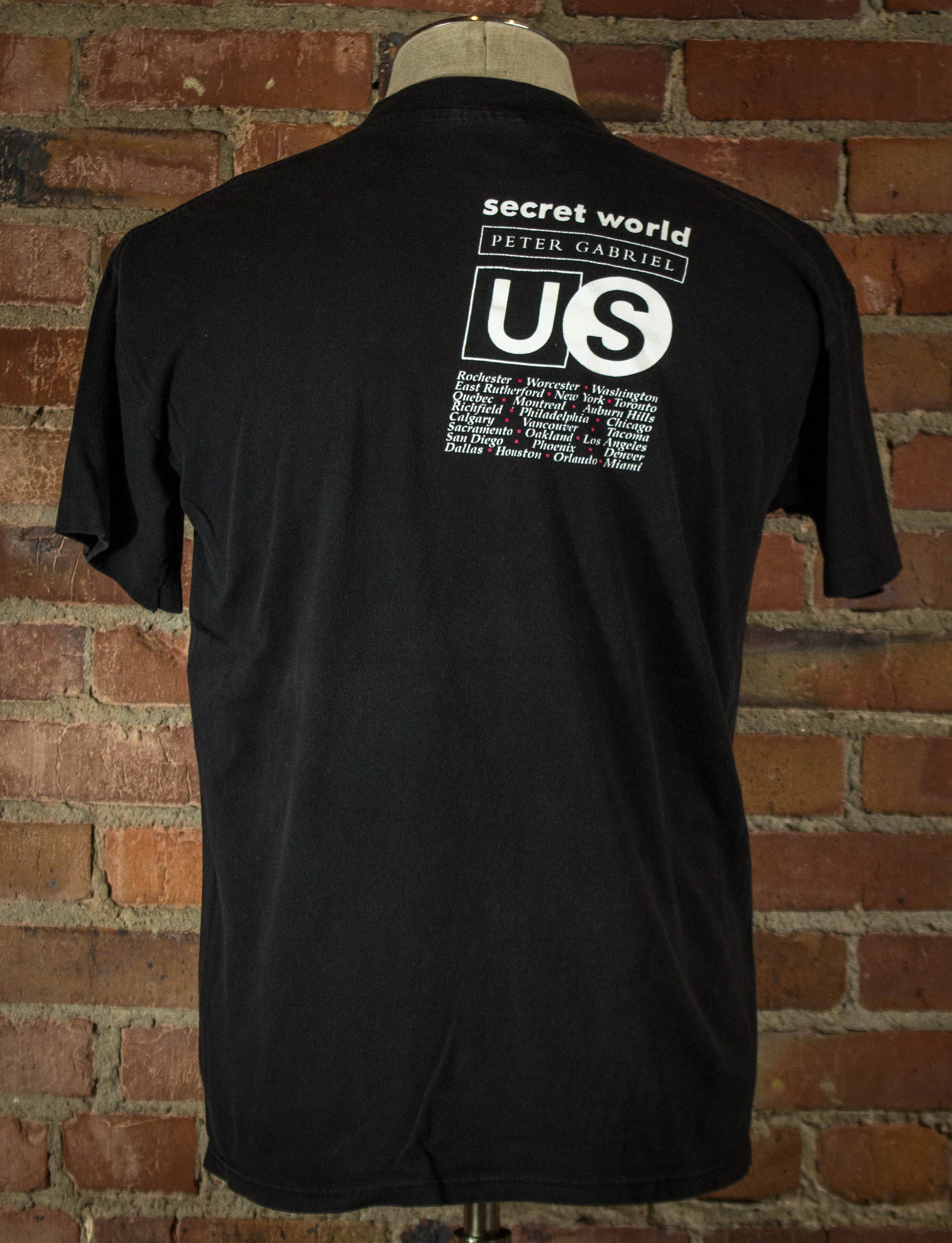 Vintage 1992 Peter Gabriel Secret World US Tour Black Concert T Shirt Unisex L