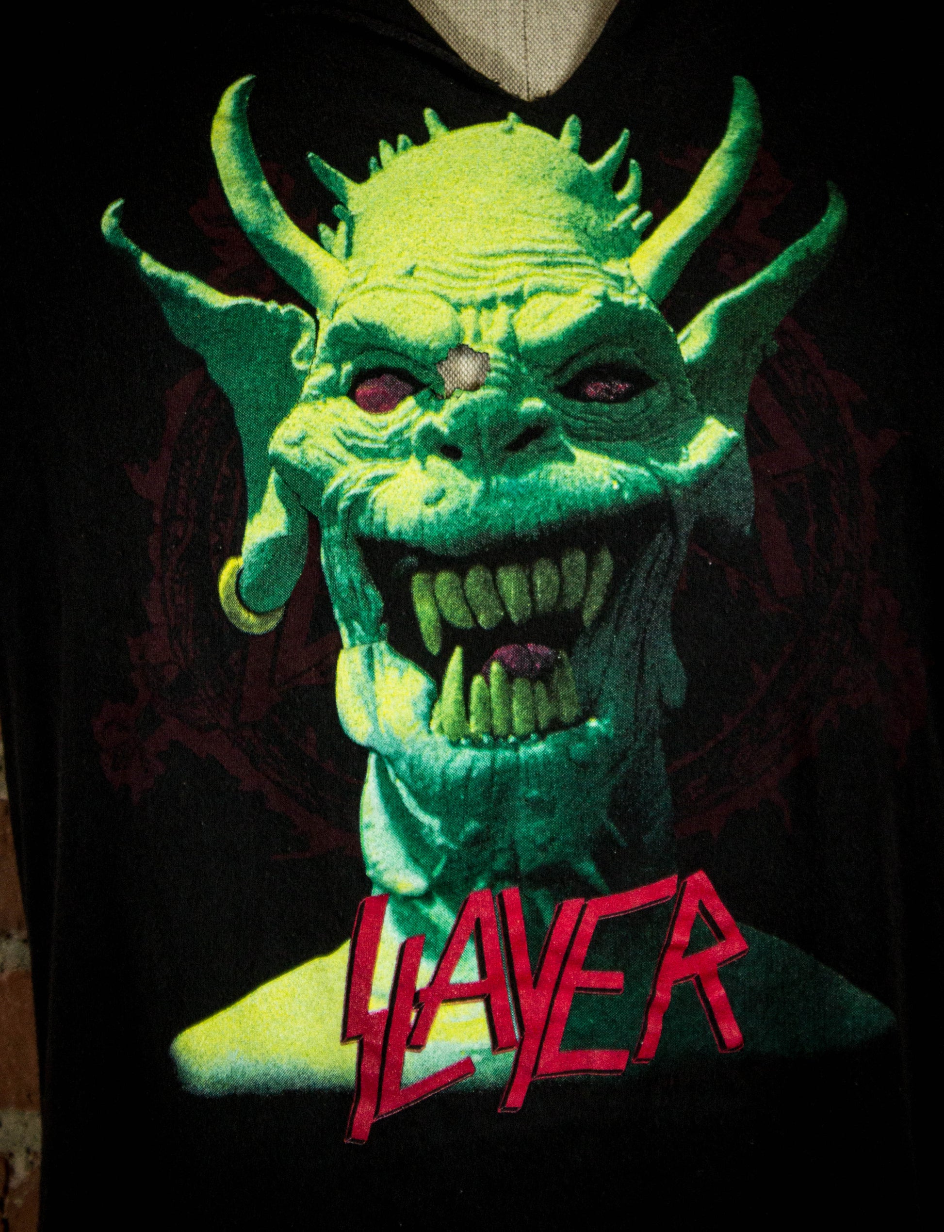 Vintage 1990 Slayer Green Demon Band Image Concert T Shirt Large