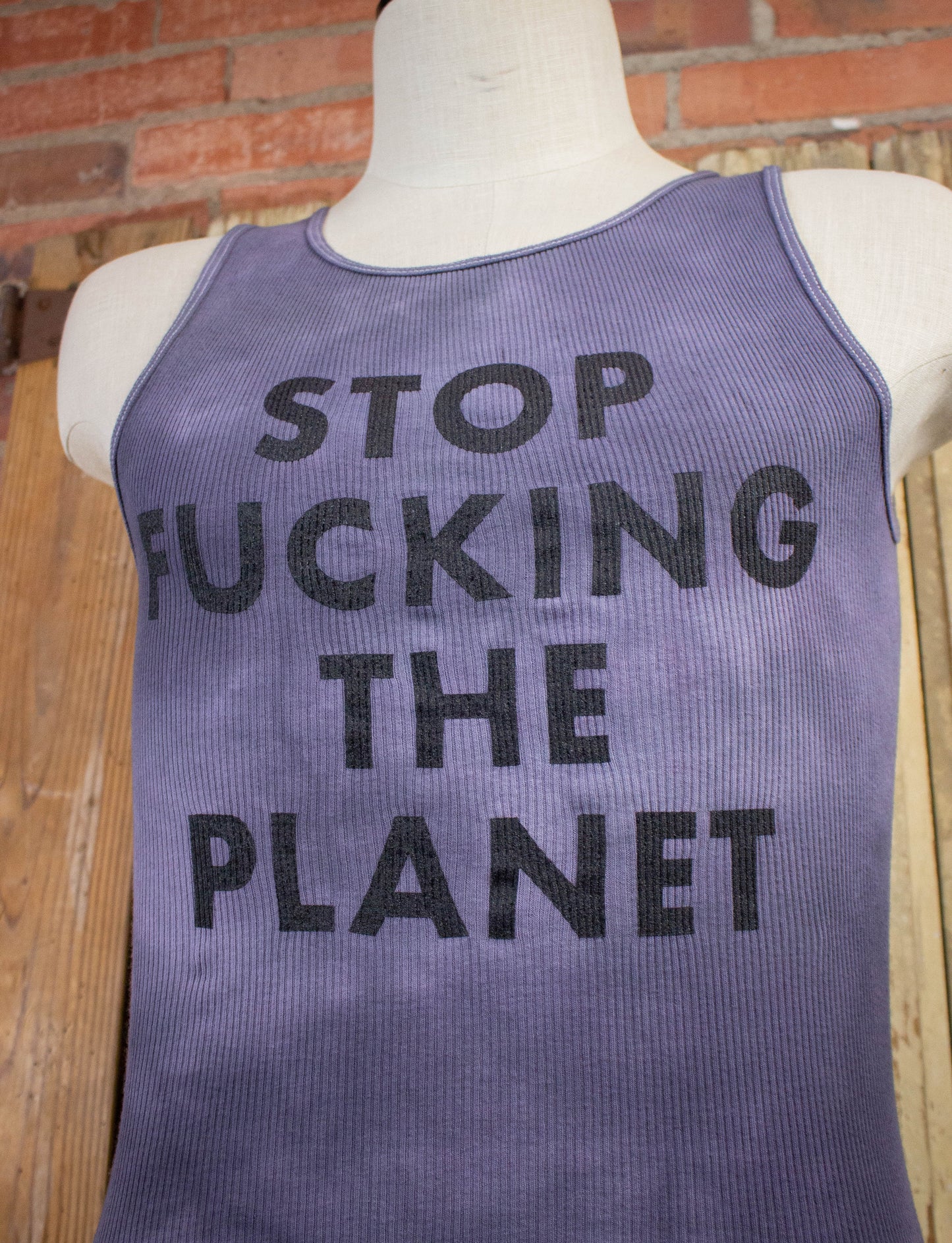 Copy of Stop Fucking The Planet Tank Top Gray Small-Medium