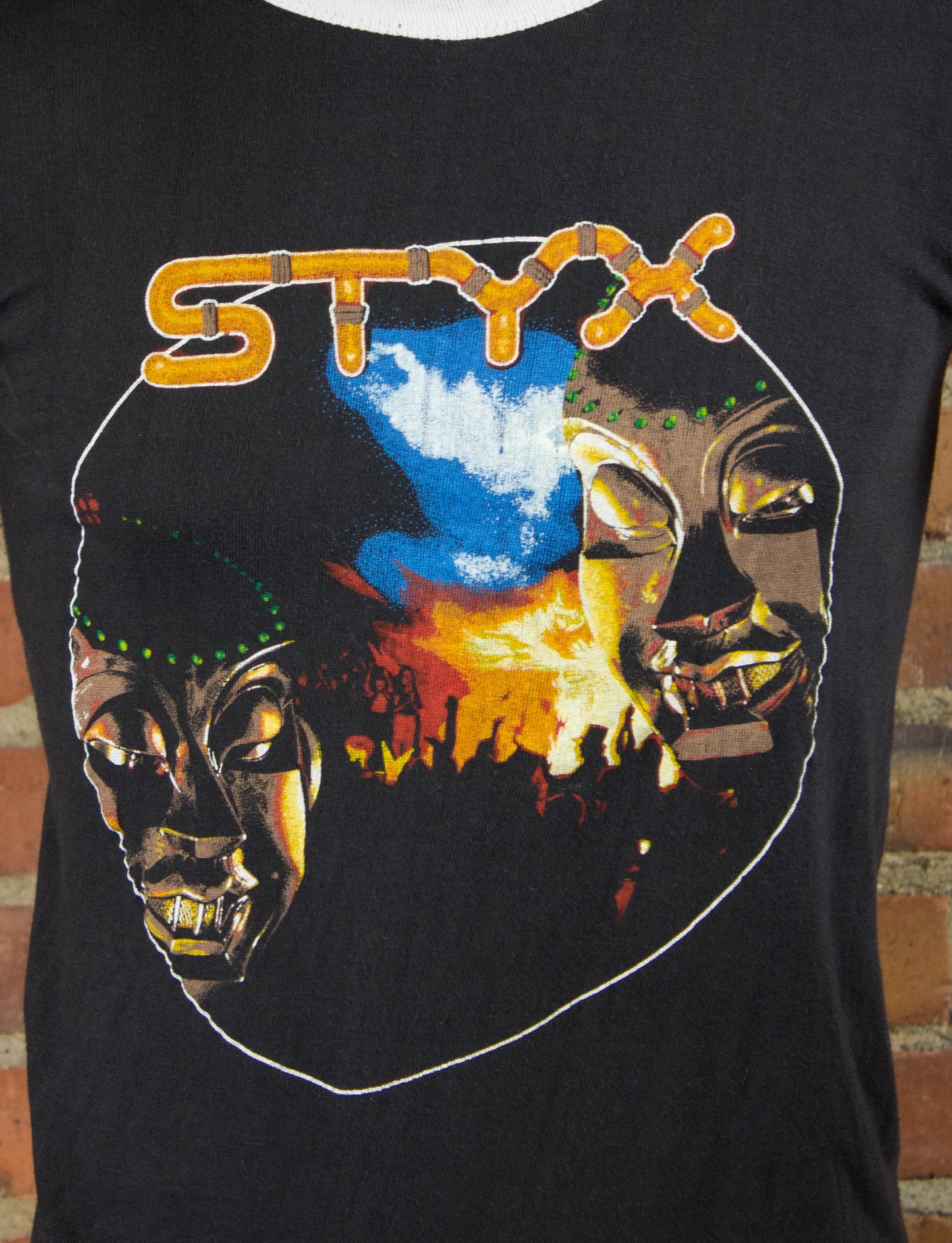 Styx 80s Killroy Was Here Black Parking Lot Bootleg Ringer Concert T Shirt Unisex XS