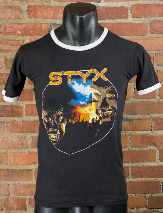 Styx 80s Killroy Was Here Black Parking Lot Bootleg Ringer Concert T Shirt Unisex XS