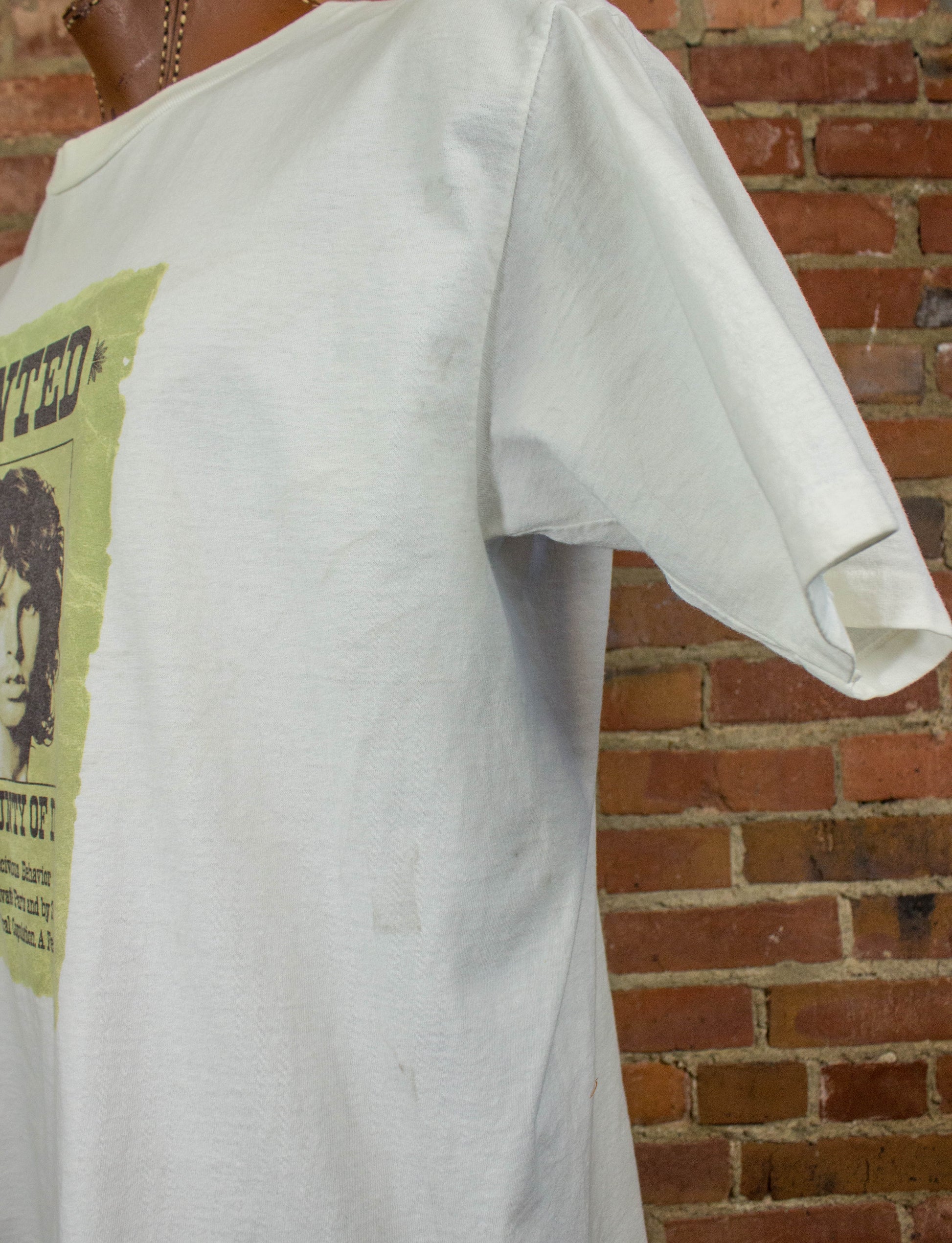 The Doors 90s Jim Morrison Wanted Poster Cancelled Tour White Concert T Shirt Unisex XL