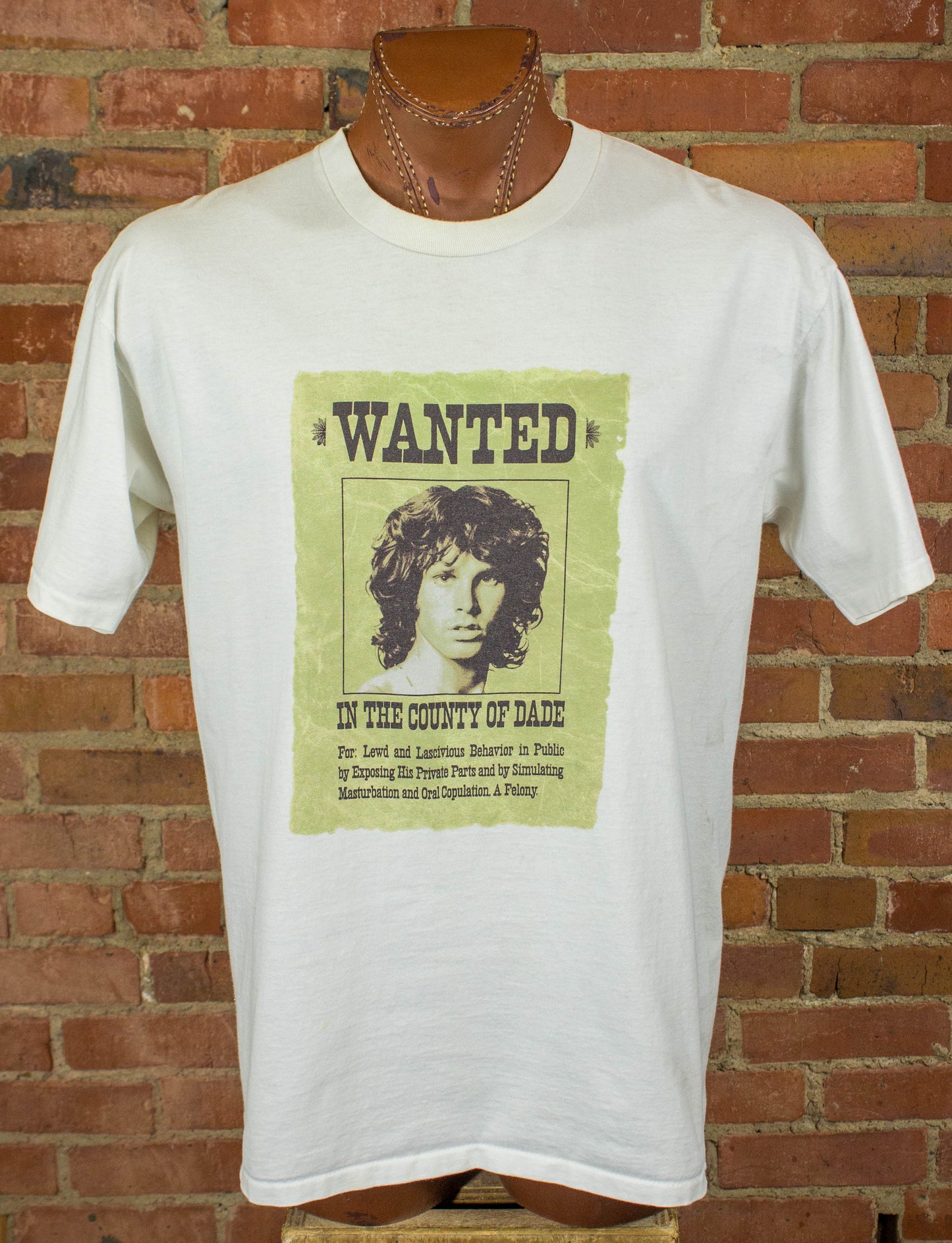 Vintage The Doors 90s Jim Morrison Wanted Poster Cancelled Tour White Concert T Shirt Unisex XL