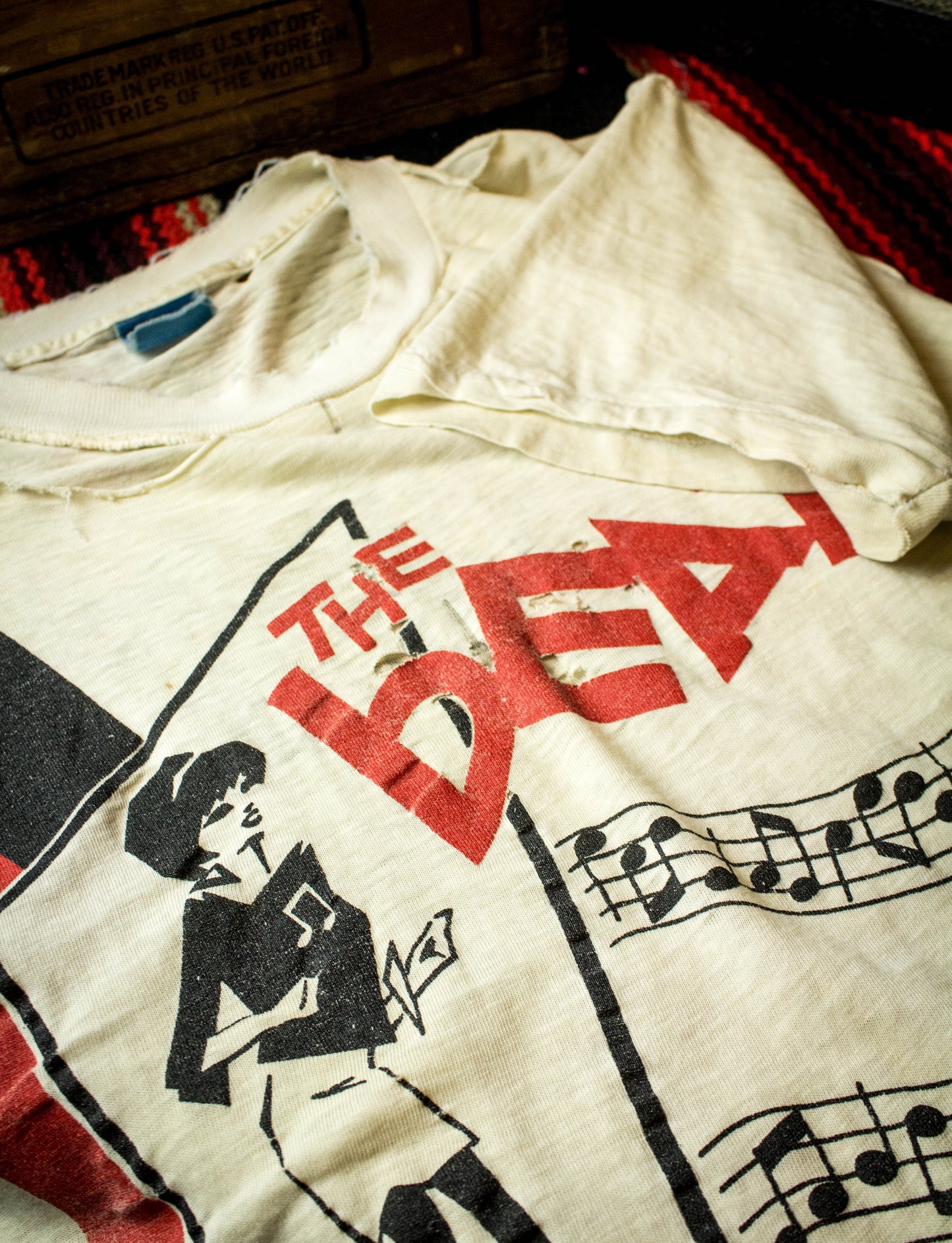 Vintage 80s The English Beat The Beat Go Feet Trashed White Concert T Shirt Medium