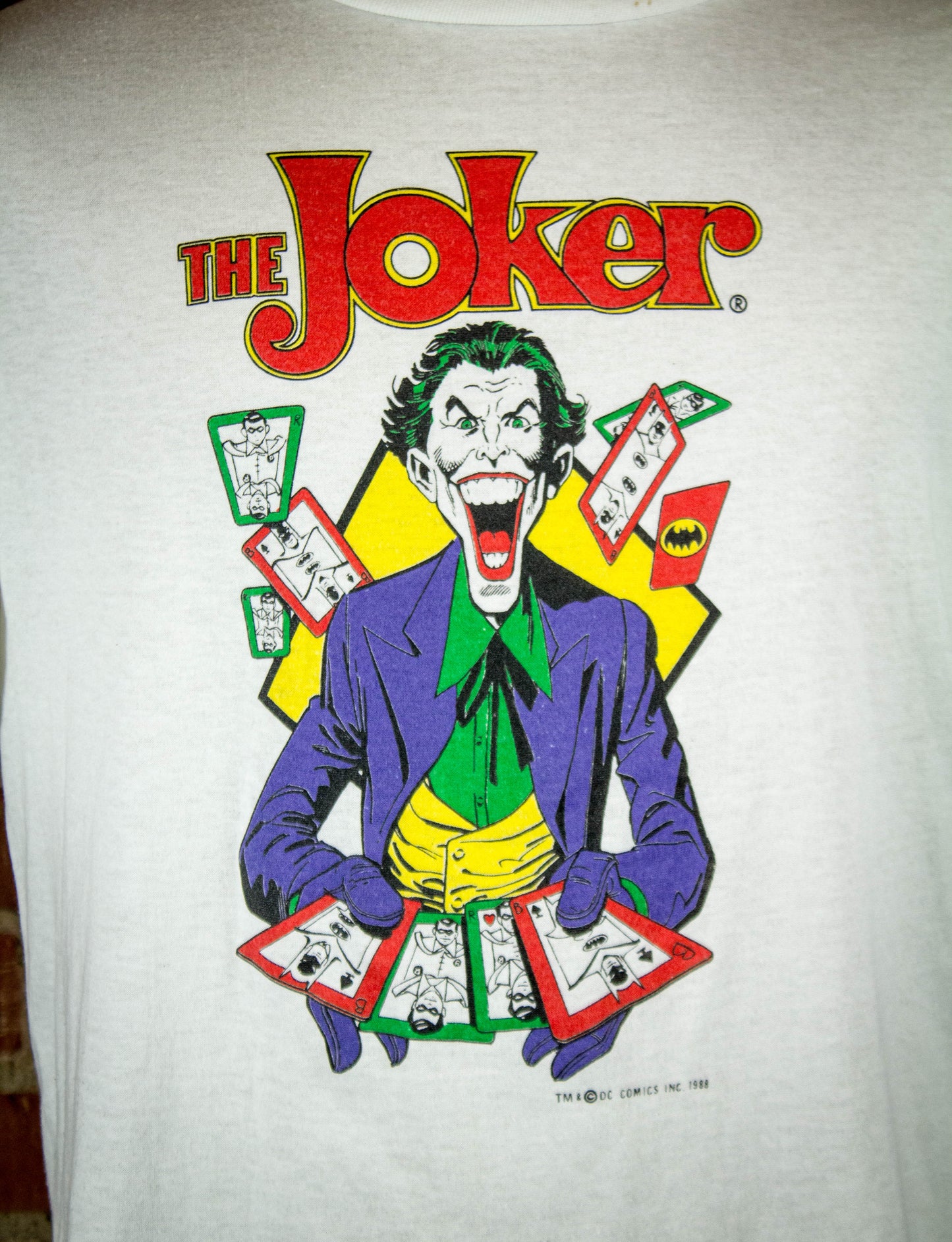 Vintage 1988 The Joker DC Comics White Graphic T Shirt Large
