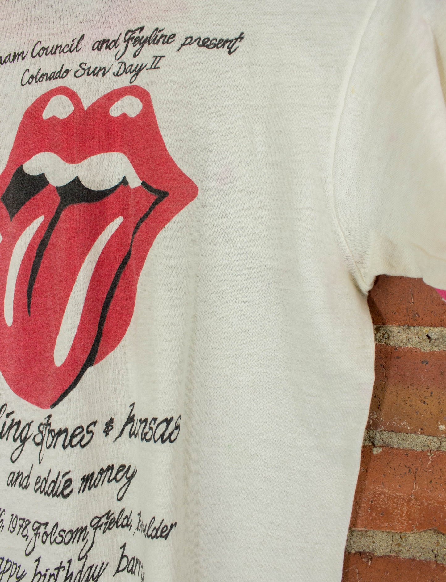 Vintage The Rolling Stones 1978 Colorado Sun Day Eddie Money and Kansas White Ringer Concert T Shirt Unisex XS