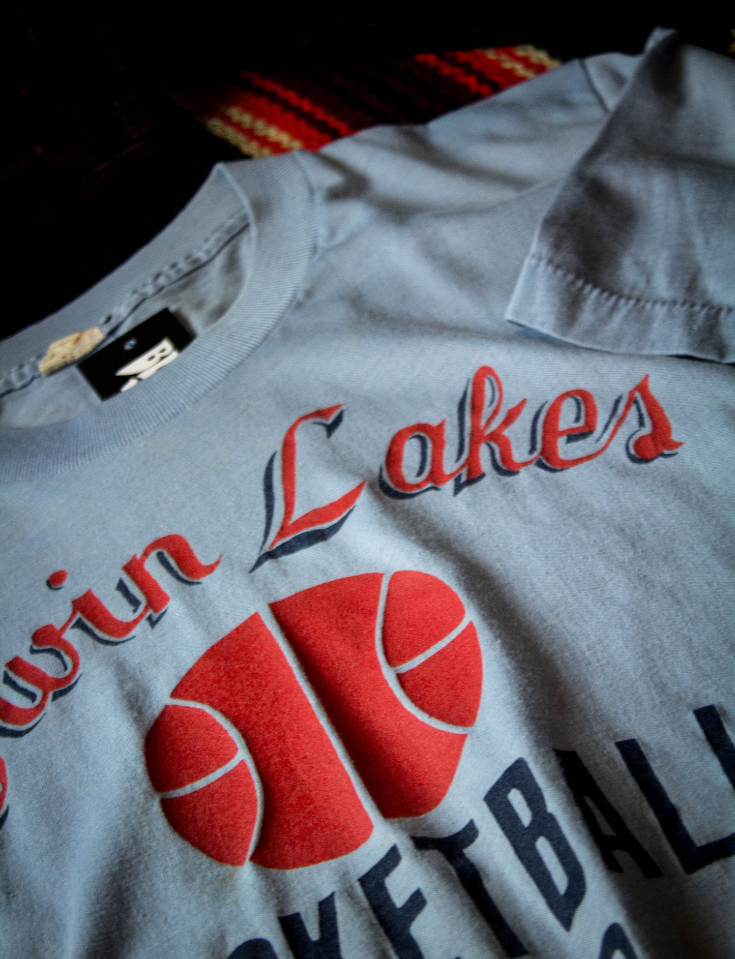 Vintage 80s Twin Lakes Basketball Camp Sky Blue Graphic T Shirt Medium