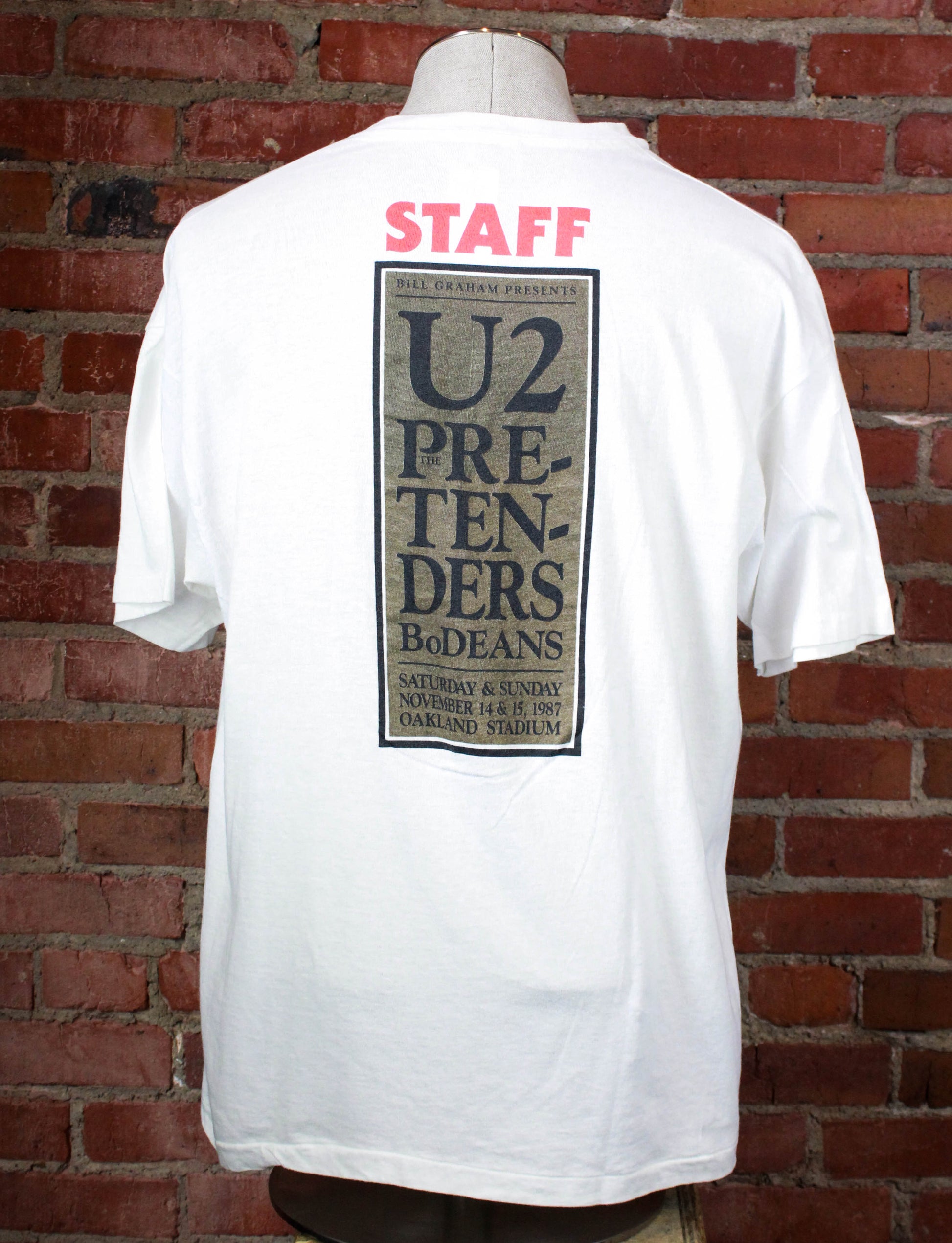 Vintage U2 Concert T Shirt 1987 Day On The Green Staff Dogface White XL