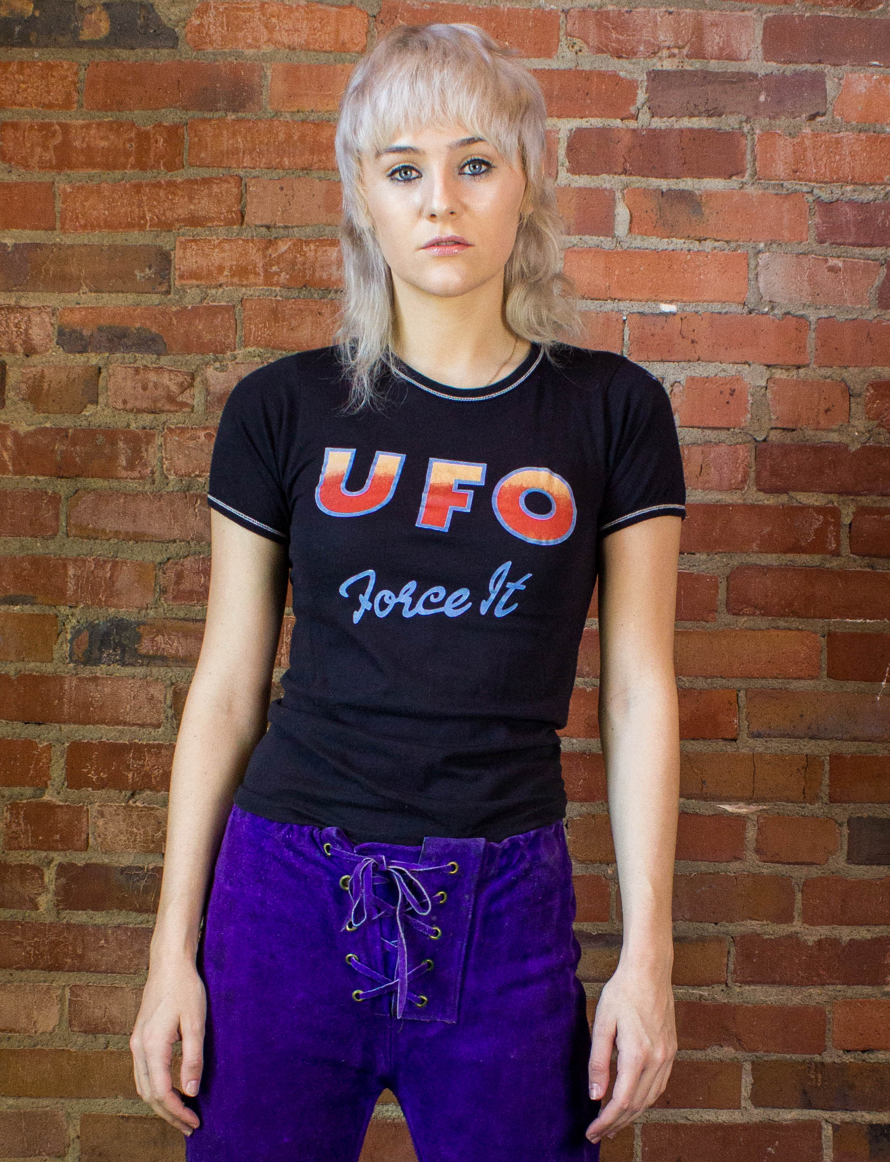 UFO 70s Force It Chrysalis Promo Black Ringer Concert T Shirt Unisex XS