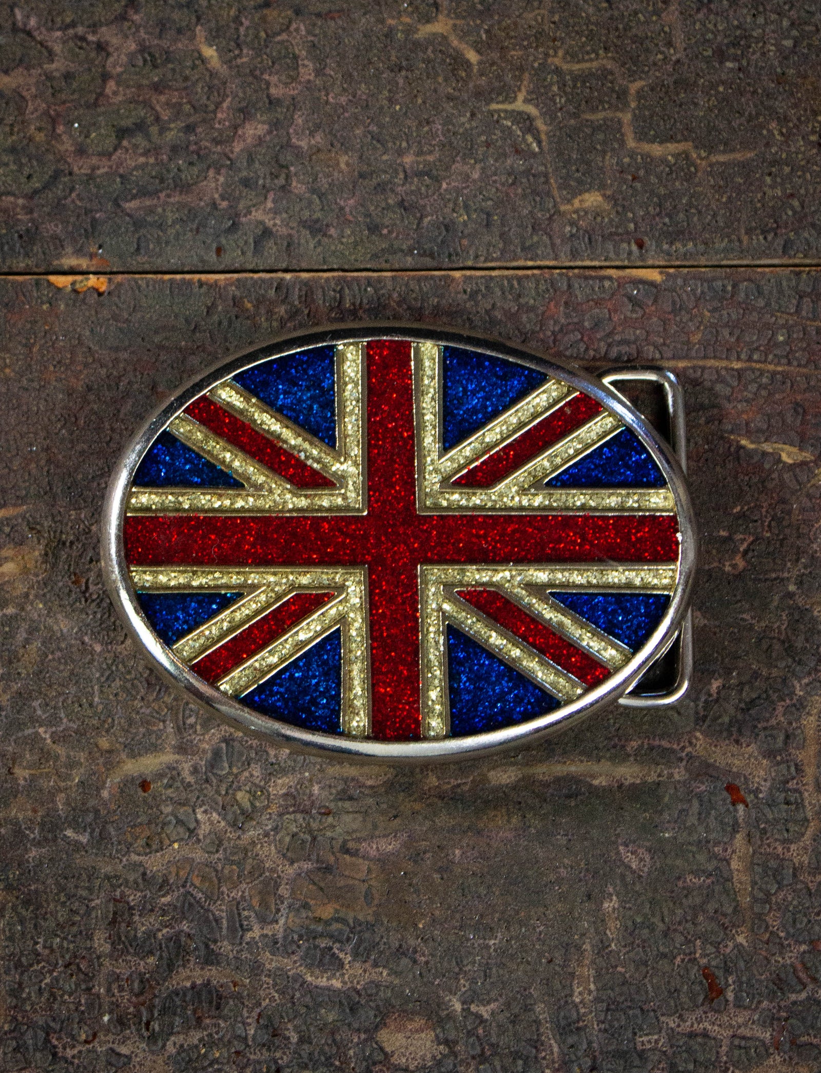Vintage British Flag Silver Belt Buckle