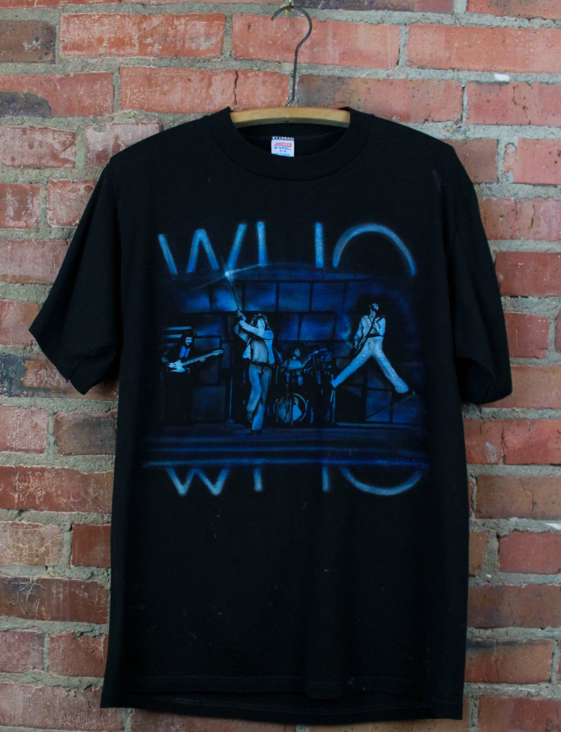 Vintage 80's The Who Concert T Shirt Blue Black Airbrush Unisex Large